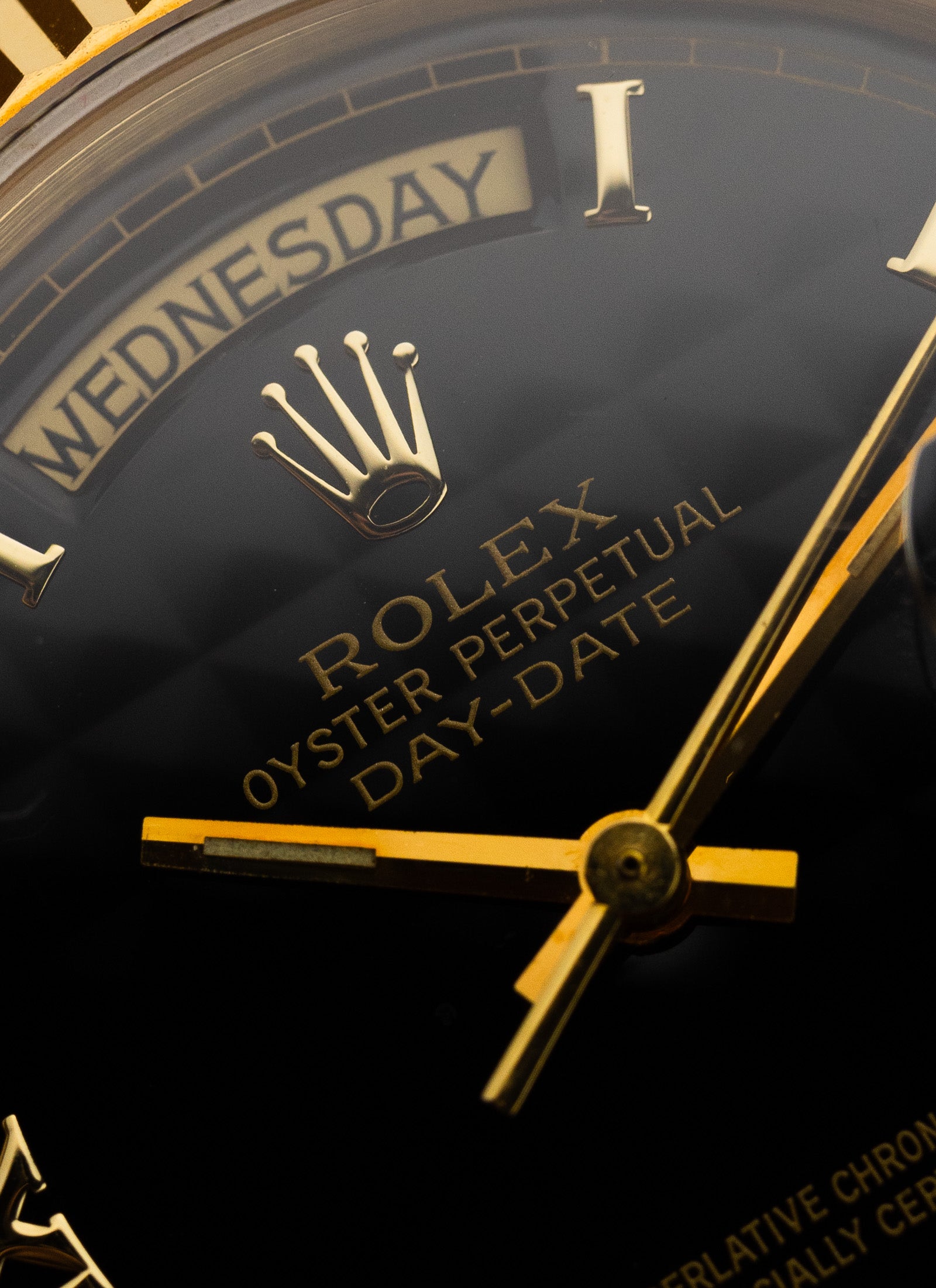 1981 18K Rolex Day-Date Black Pyramid Dial 18038 Box
