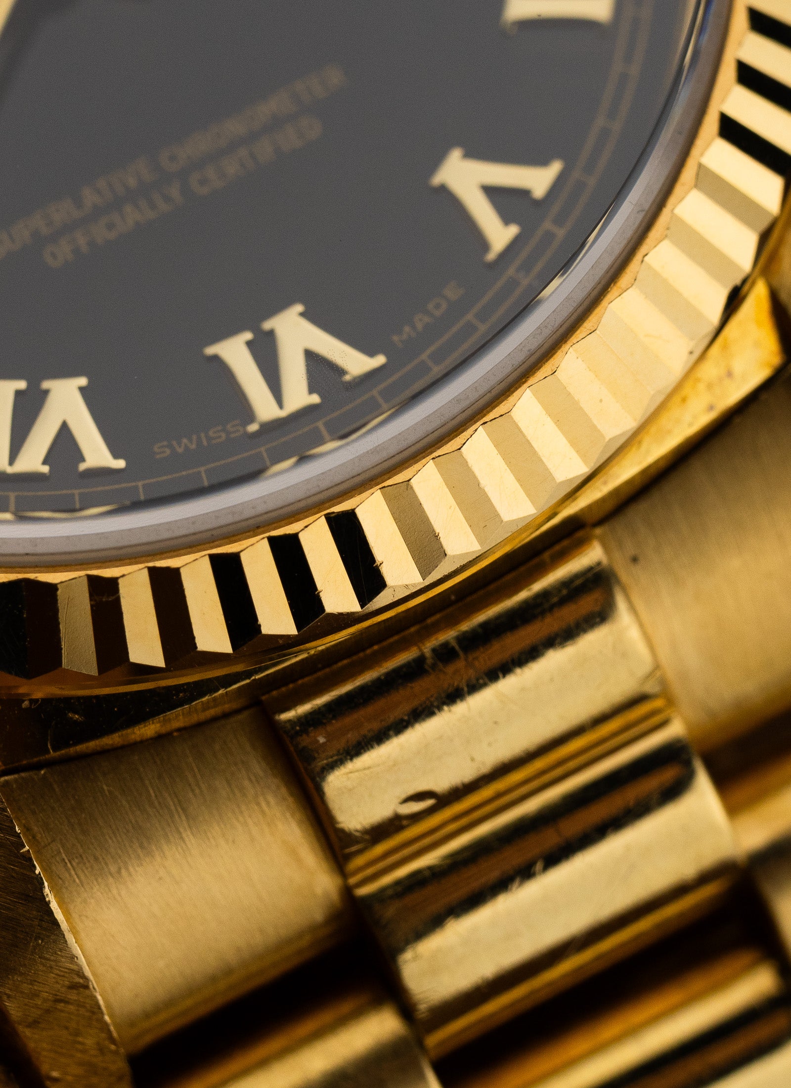 1981 18K Rolex Day-Date Black Pyramid Dial 18038 Box