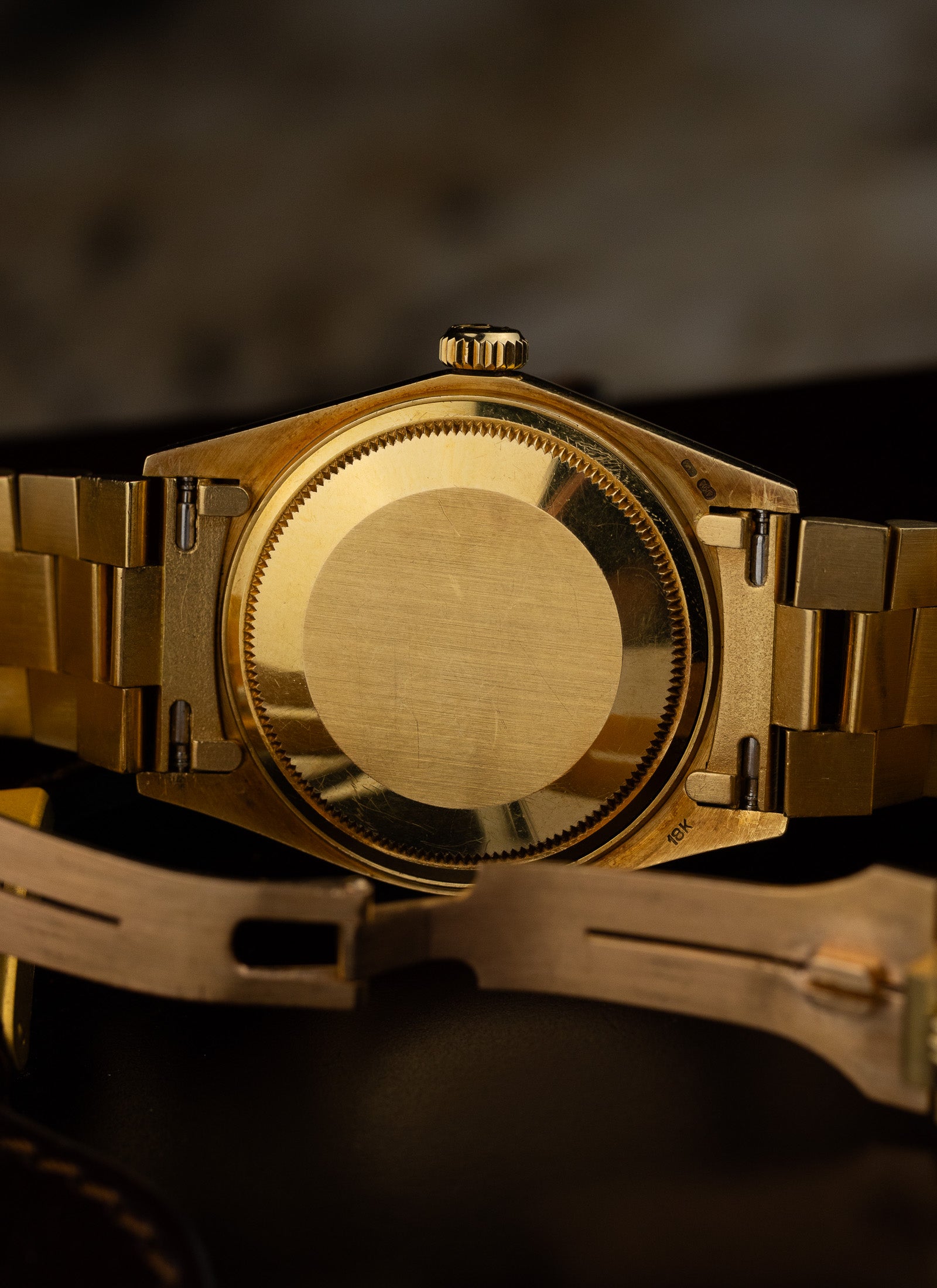 1981 18K Rolex Day-Date Black Pyramid Dial 18038 Box