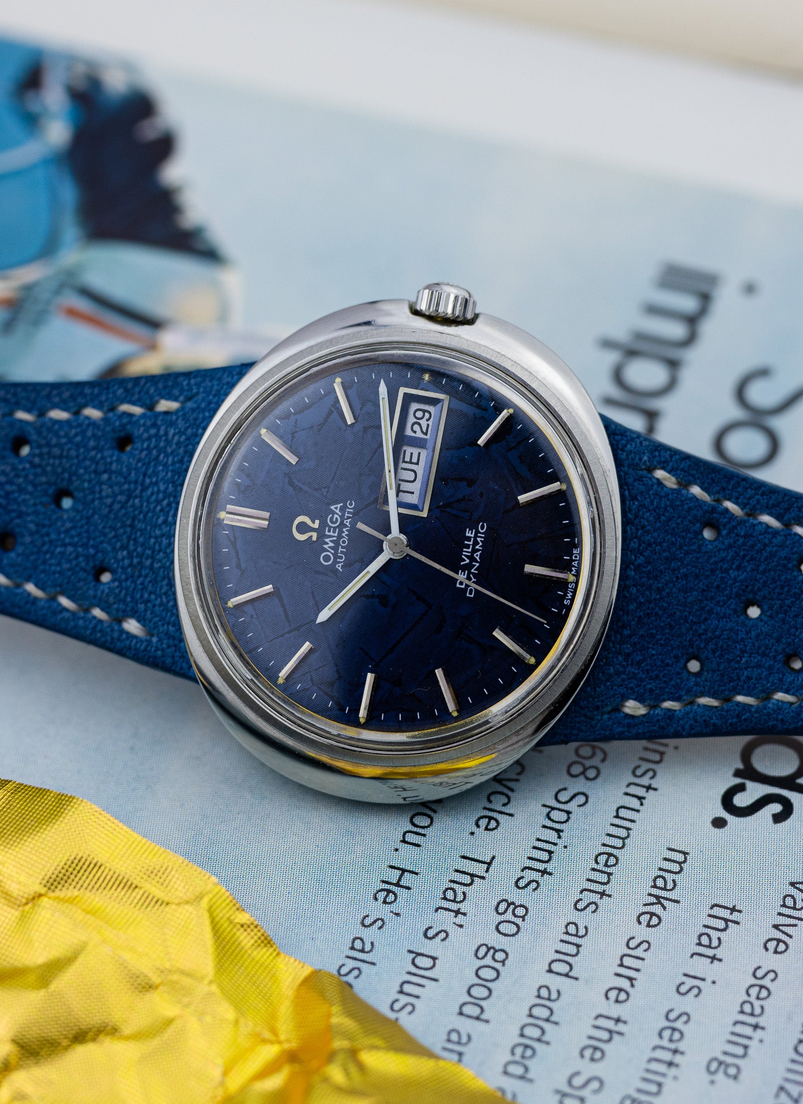 1970s Omega De Ville Dynamic Blue Frozen Dial 166.144 Serviced