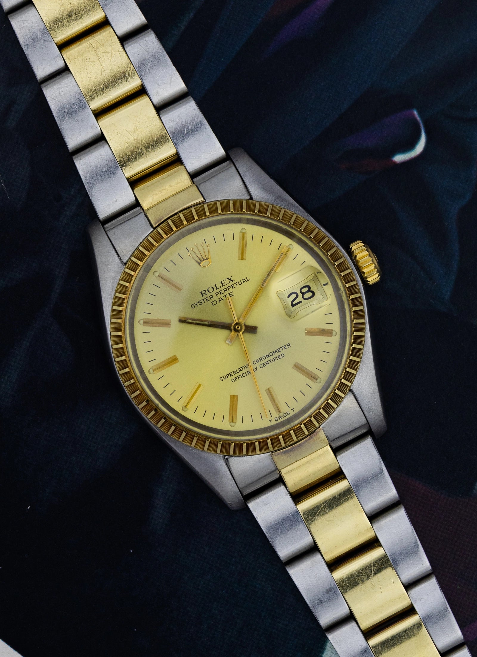 1978 Rolex Oyster Perpetual Date Champagne Dial 1505 Bicolor
