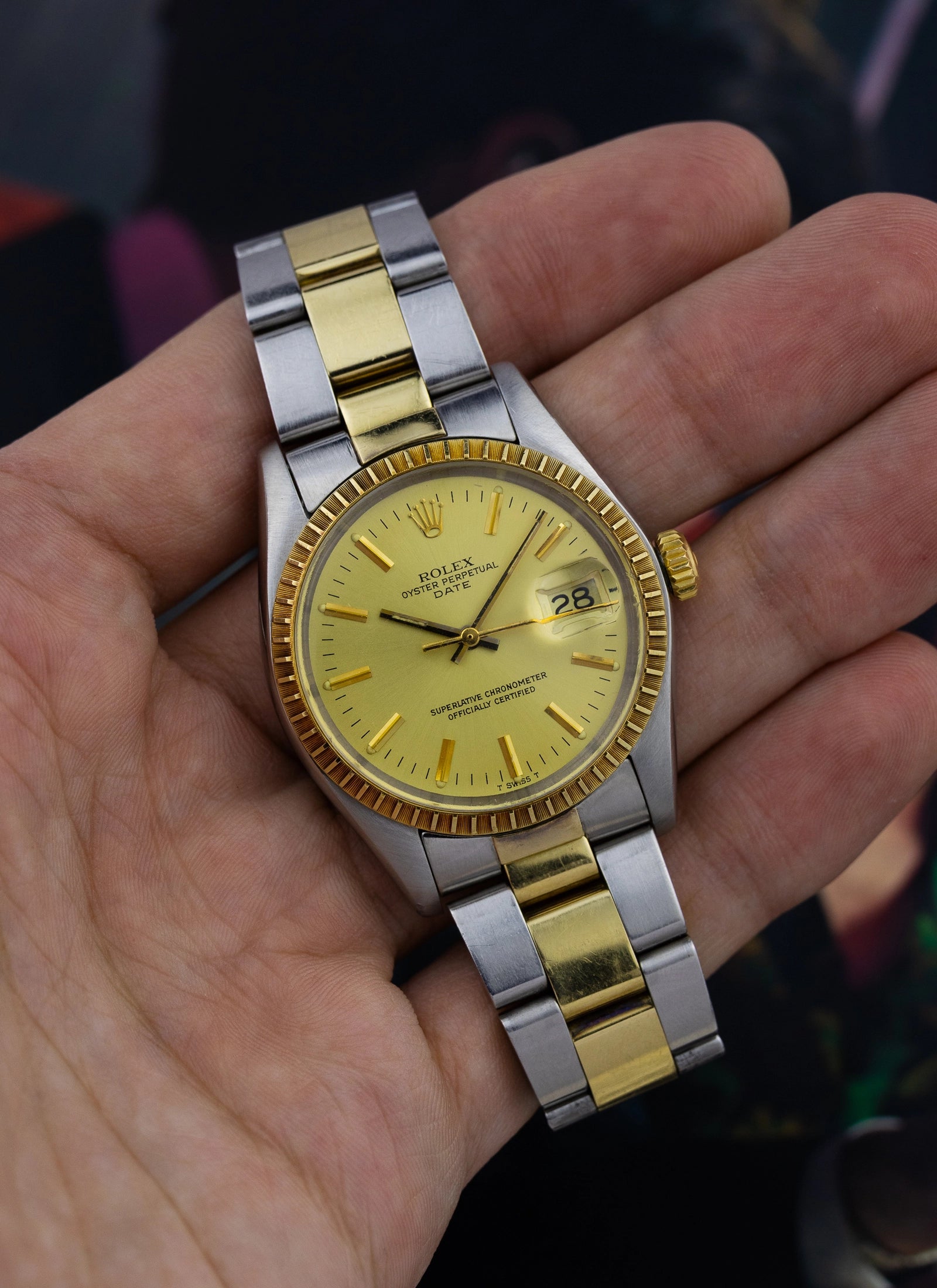 1978 Rolex Oyster Perpetual Date Champagne Dial 1505 Bicolor