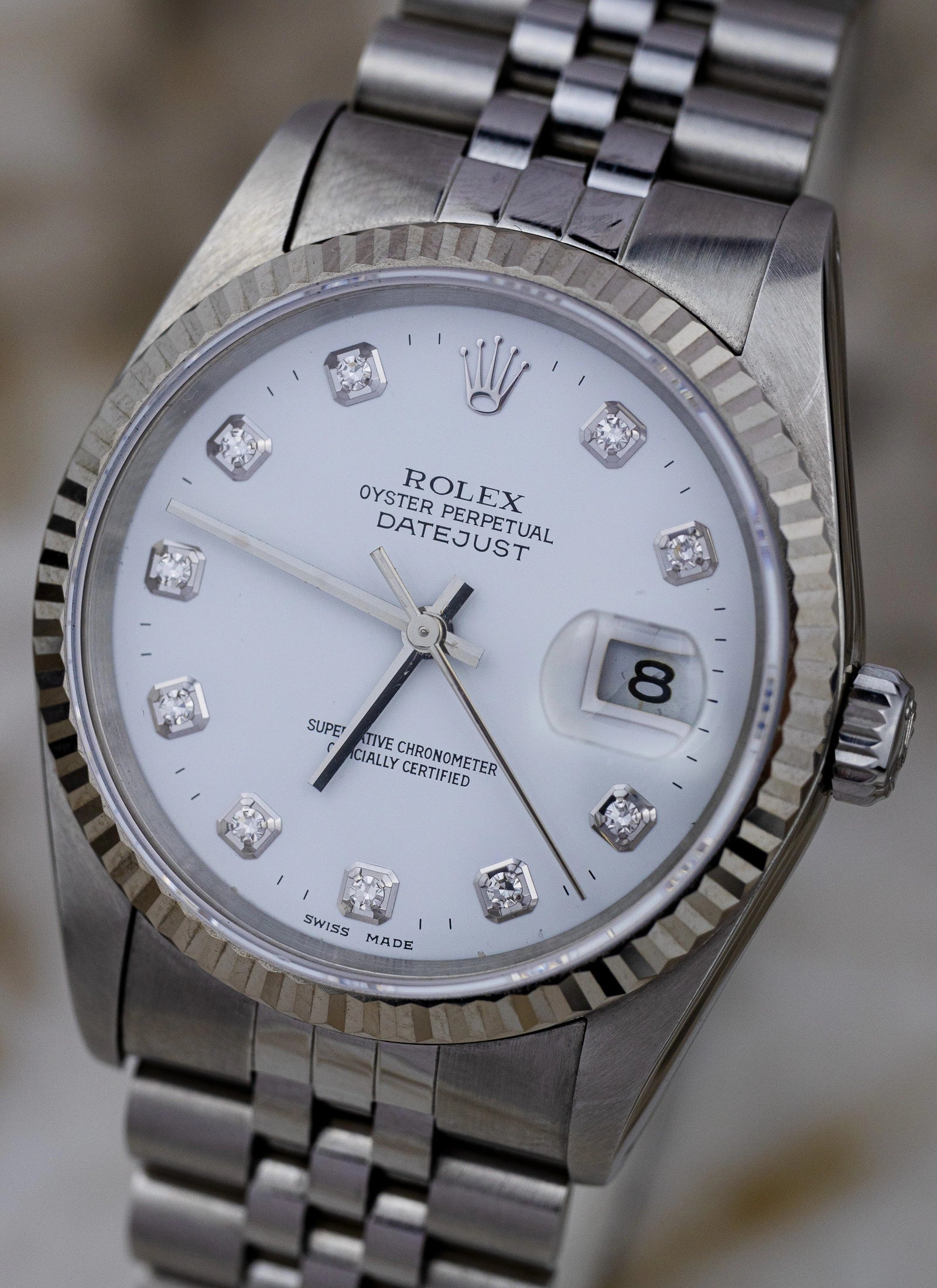1991 Rolex Datejust Diamond Dial 16234 Full Set