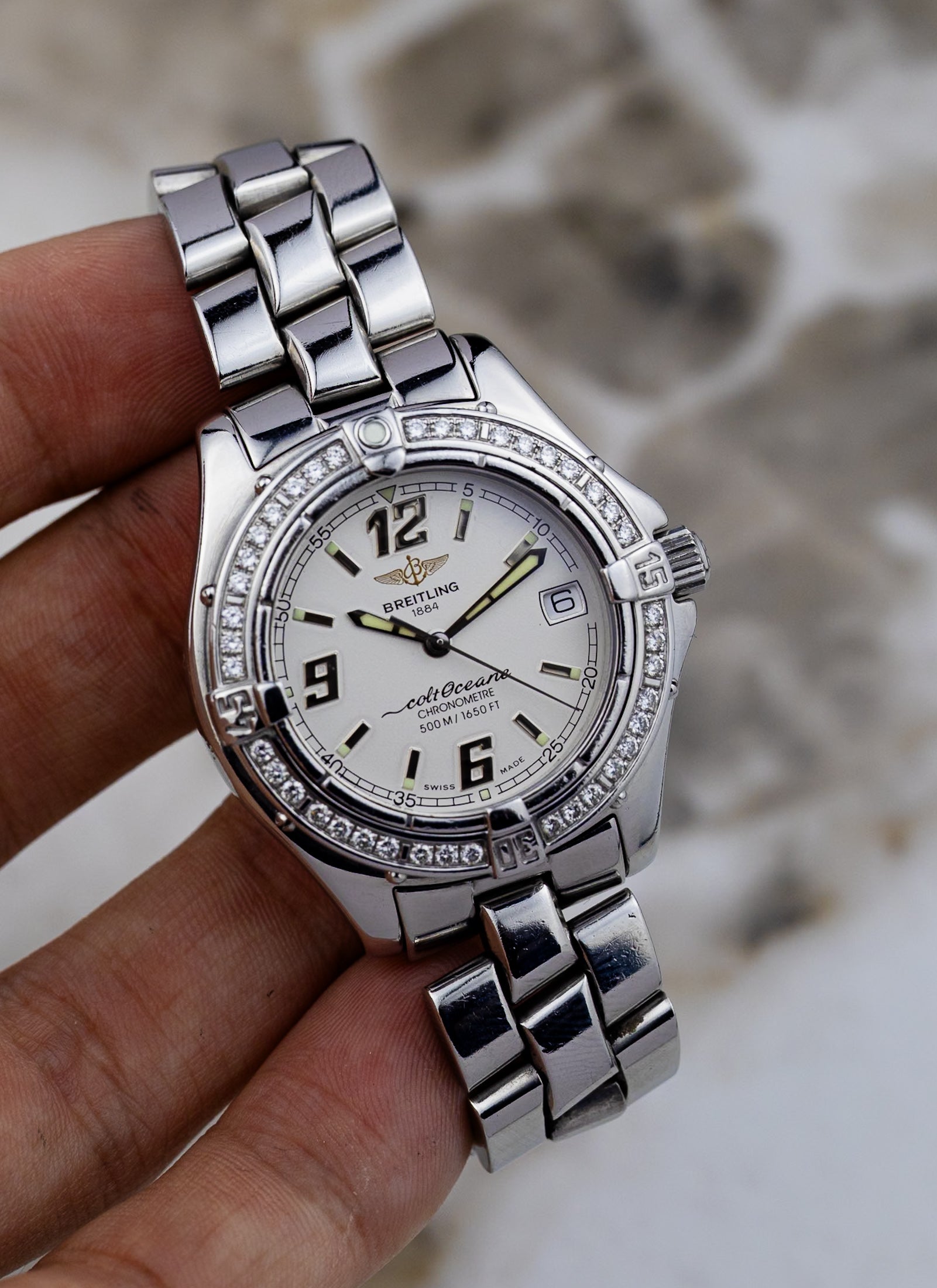 2000s Ladies Breitling Colt Oceane Diamond Bezel A57350
