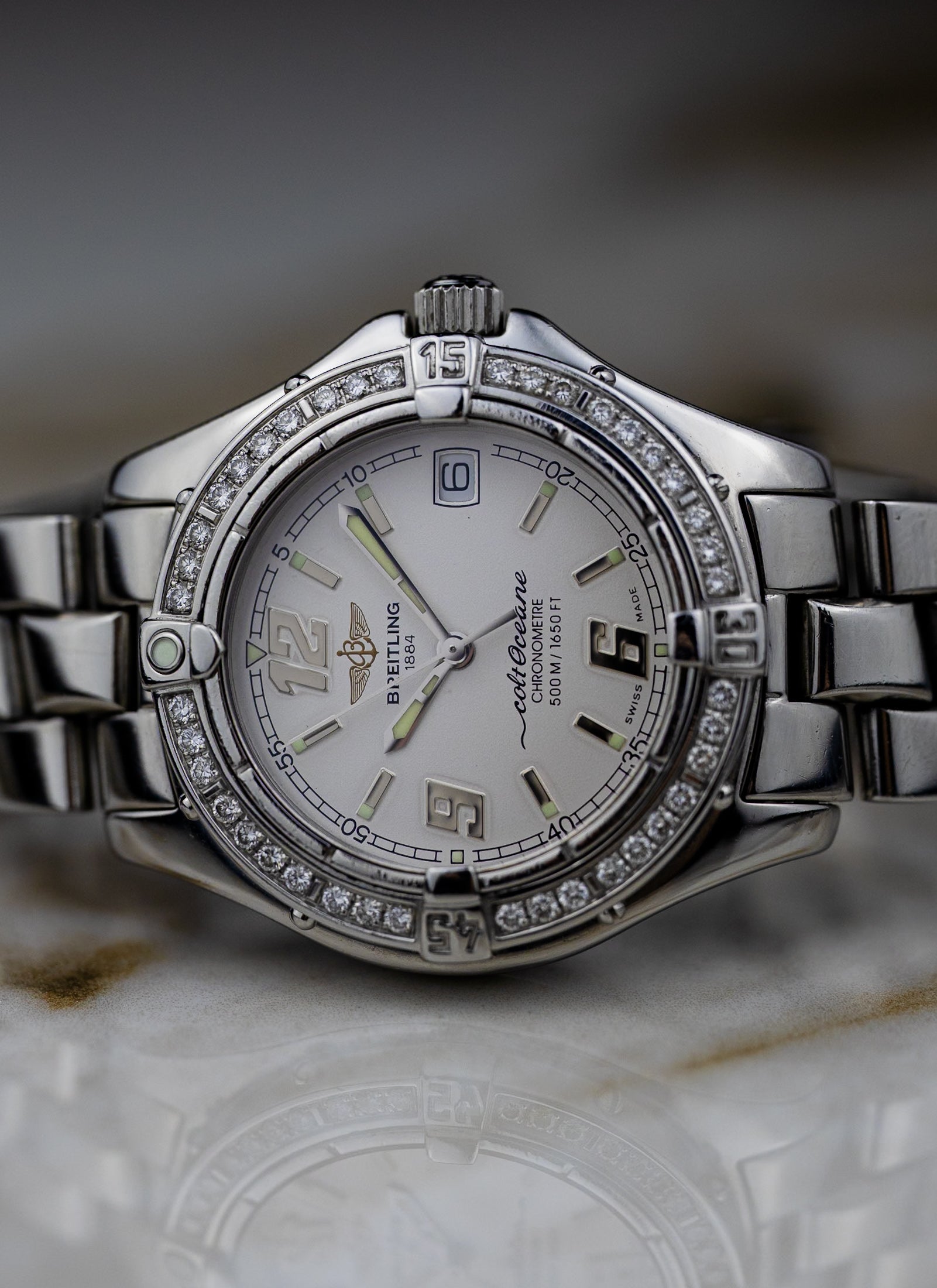 2000s Ladies Breitling Colt Oceane Diamond Bezel A57350