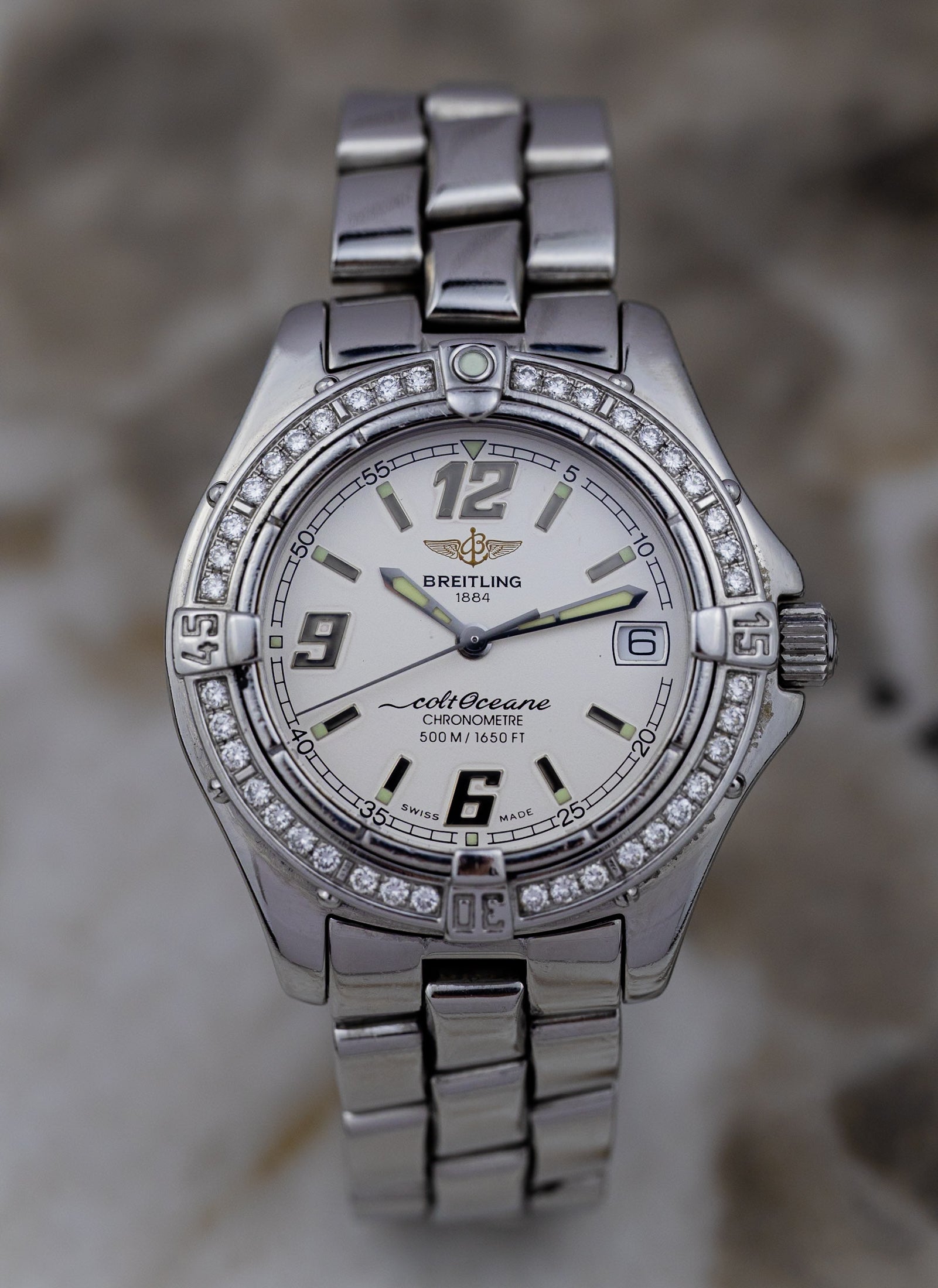 2000s Ladies Breitling Colt Oceane Diamond Bezel A57350