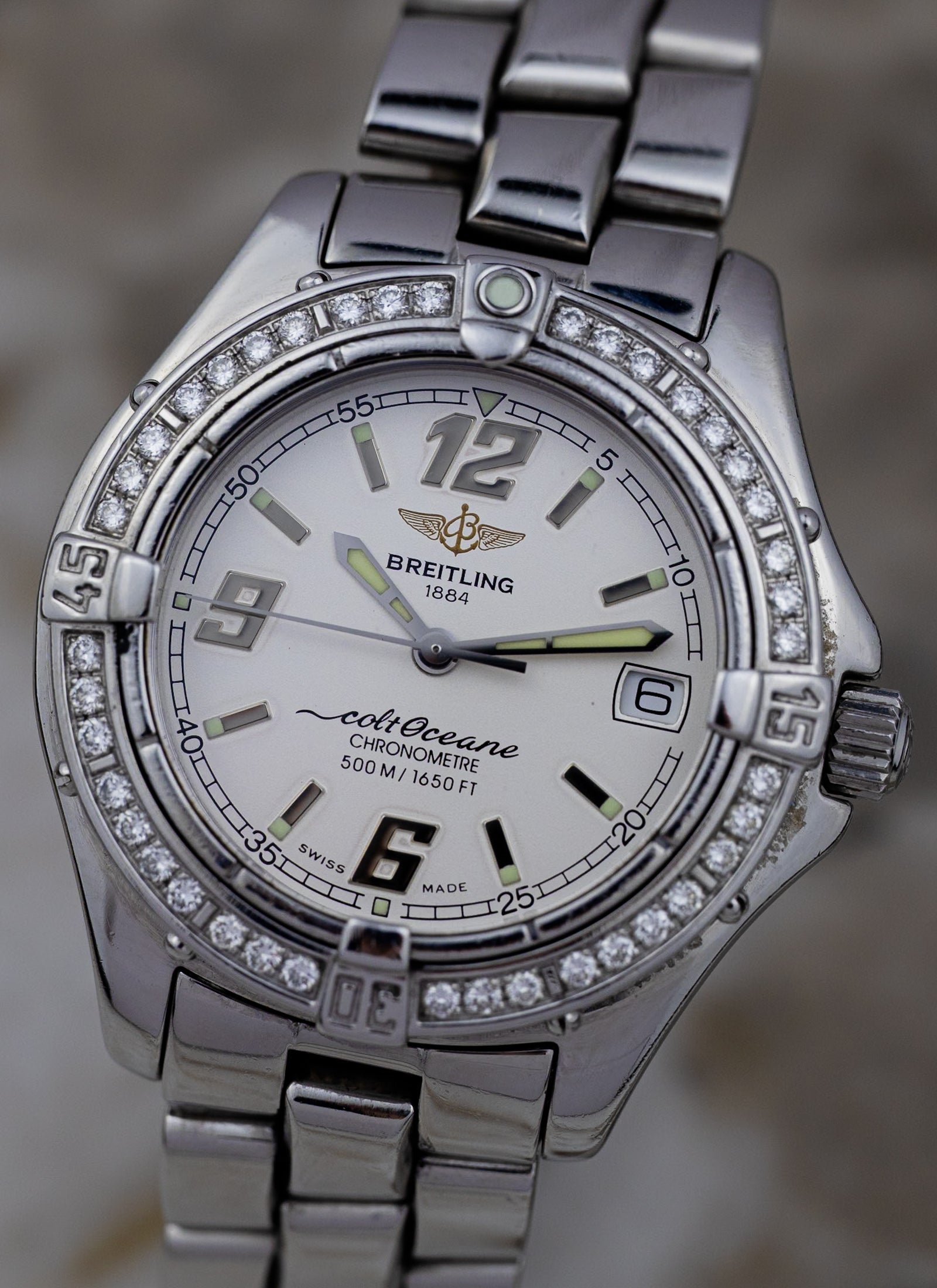 2000s Ladies Breitling Colt Oceane Diamond Bezel A57350