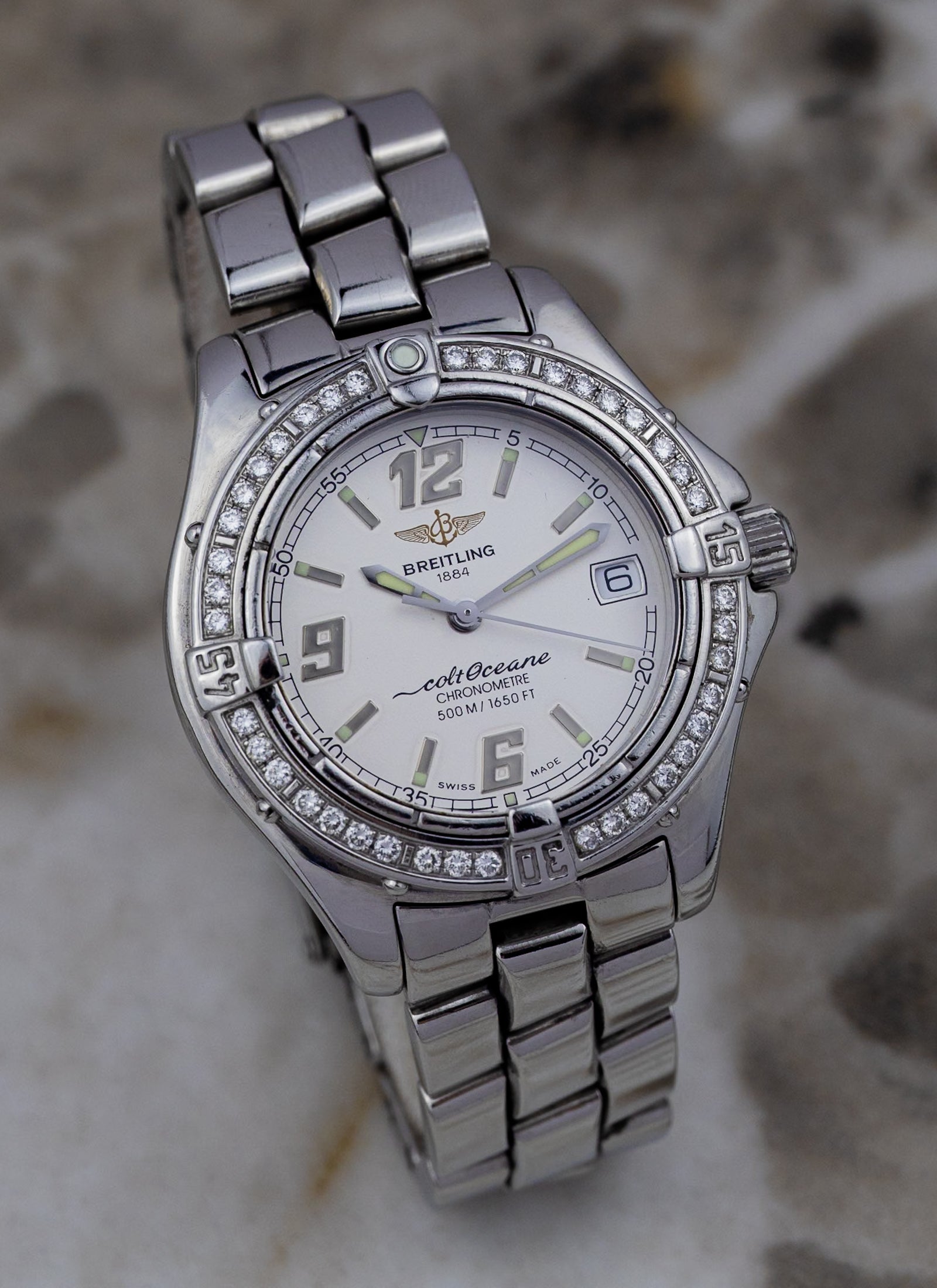 2000s Ladies Breitling Colt Oceane Diamond Bezel A57350