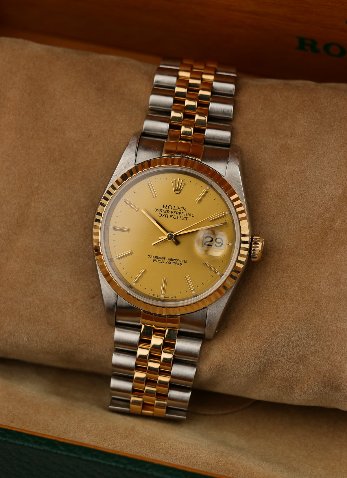 1988 Rolex Datejust Champagne Dial Bicolor 16233 Box