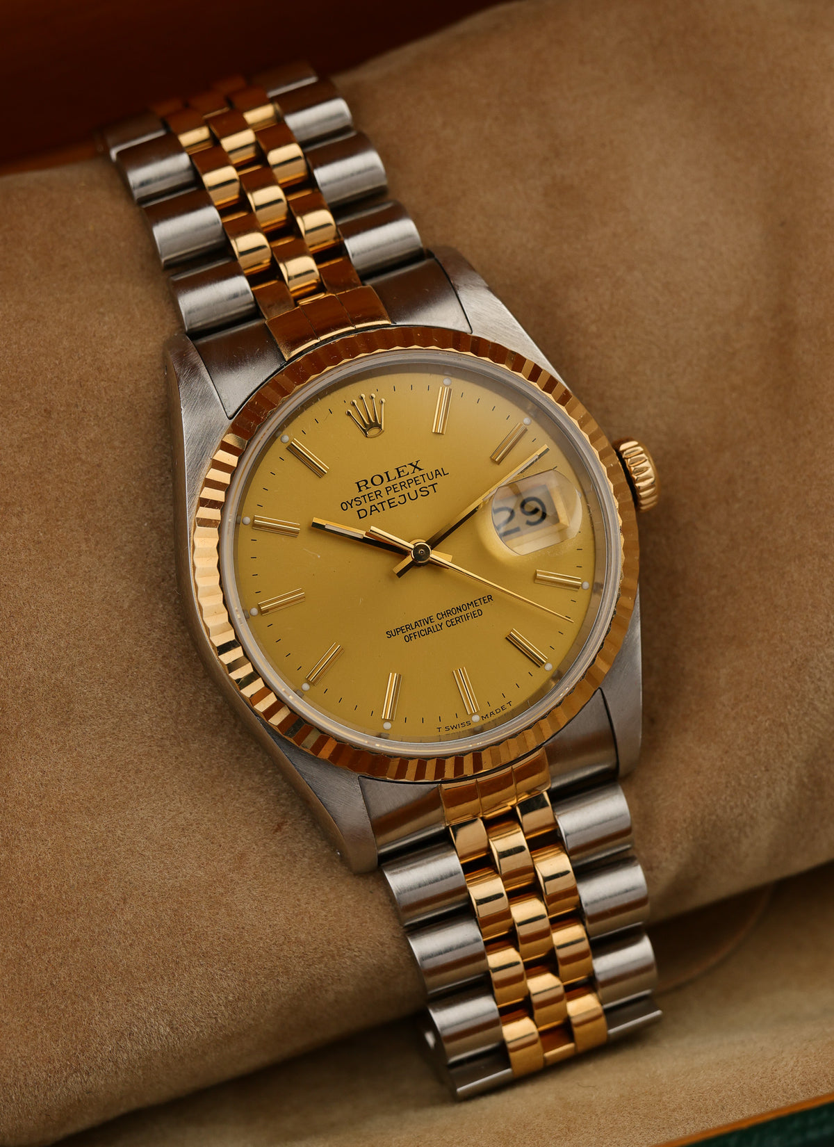 1988 Rolex Datejust Champagne Dial Bicolor 16233 Box