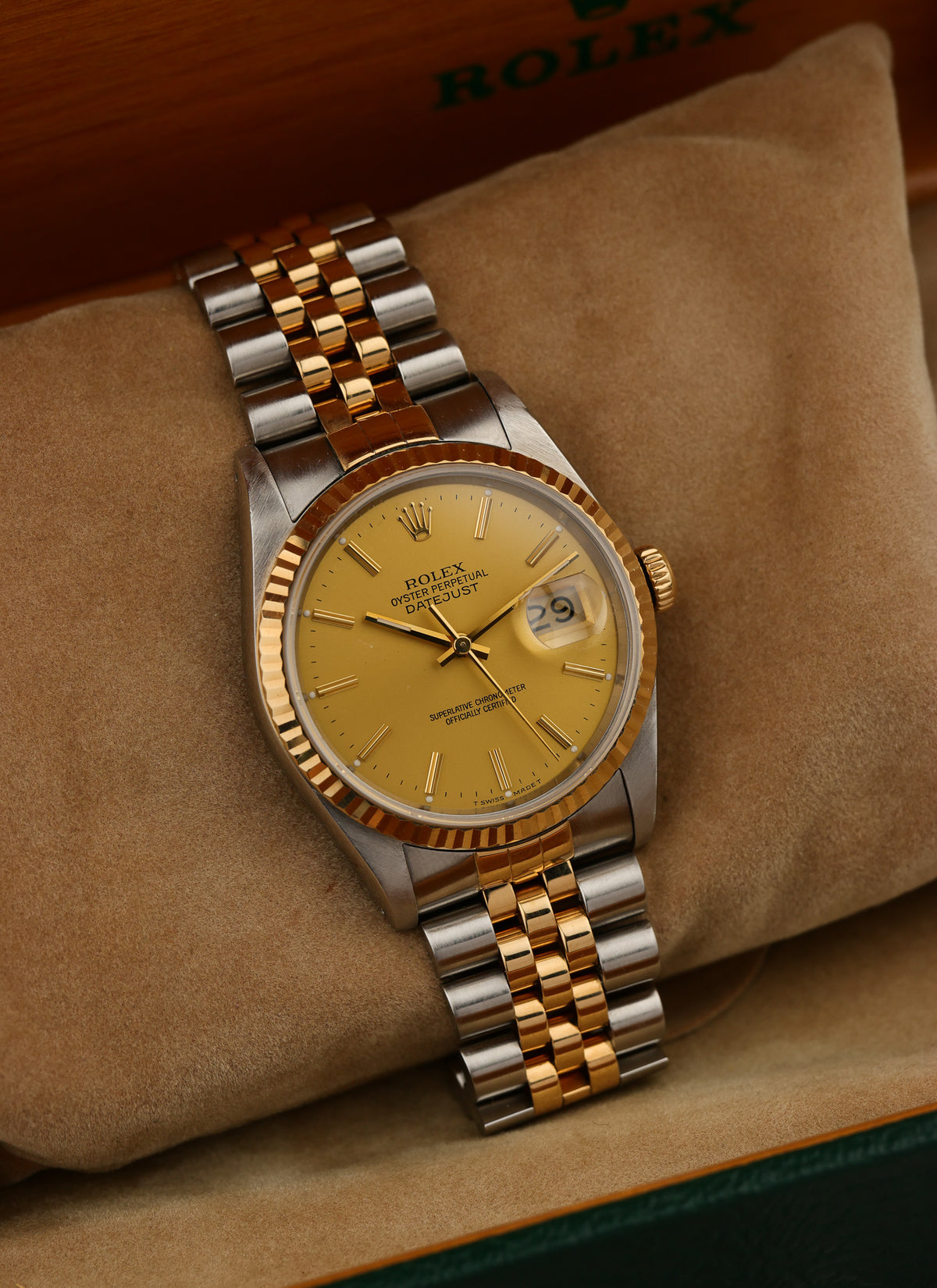 1988 Rolex Datejust Champagne Dial Bicolor 16233 Box