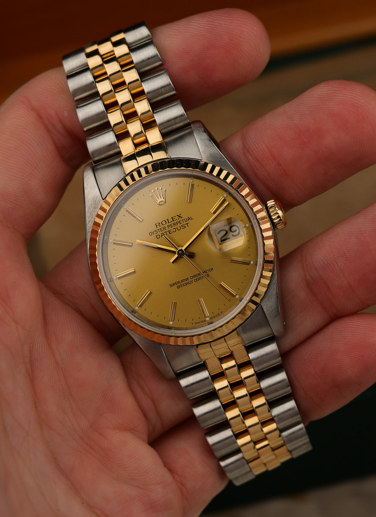 1988 Rolex Datejust Champagne Dial Bicolor 16233 Box