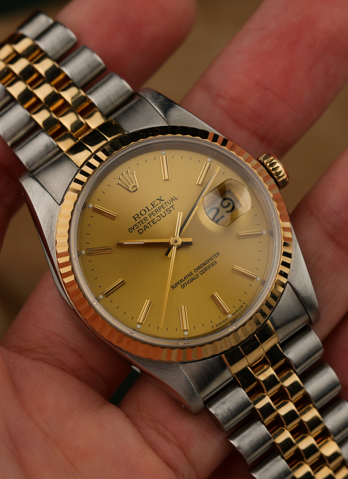 1988 Rolex Datejust Champagne Dial Bicolor 16233 Box