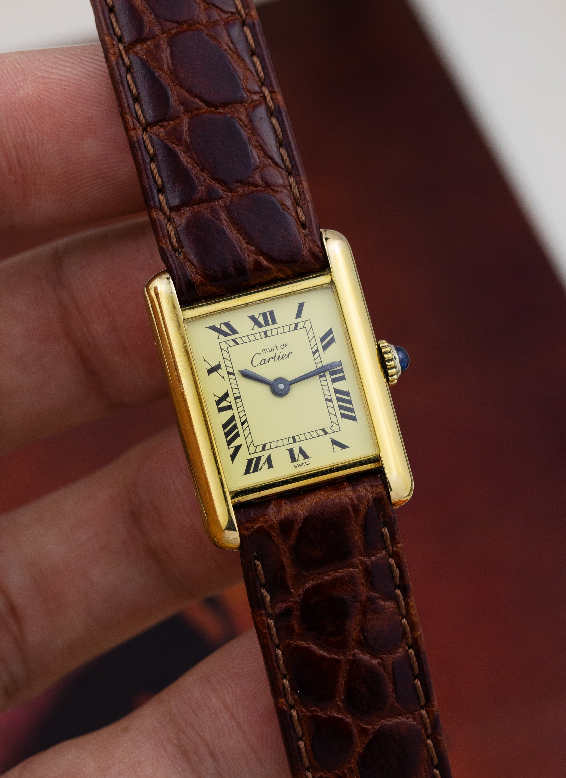 1980s Lady Cartier Tank Ivory Manual Winding