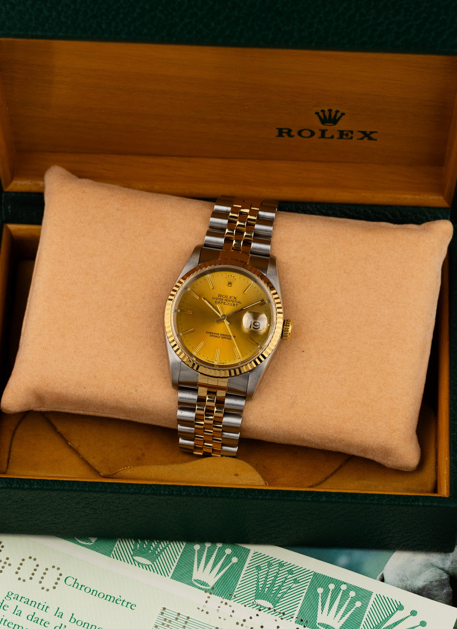 1991 Rolex Datejust Bicolor Champagne Dial 16233 Full Set