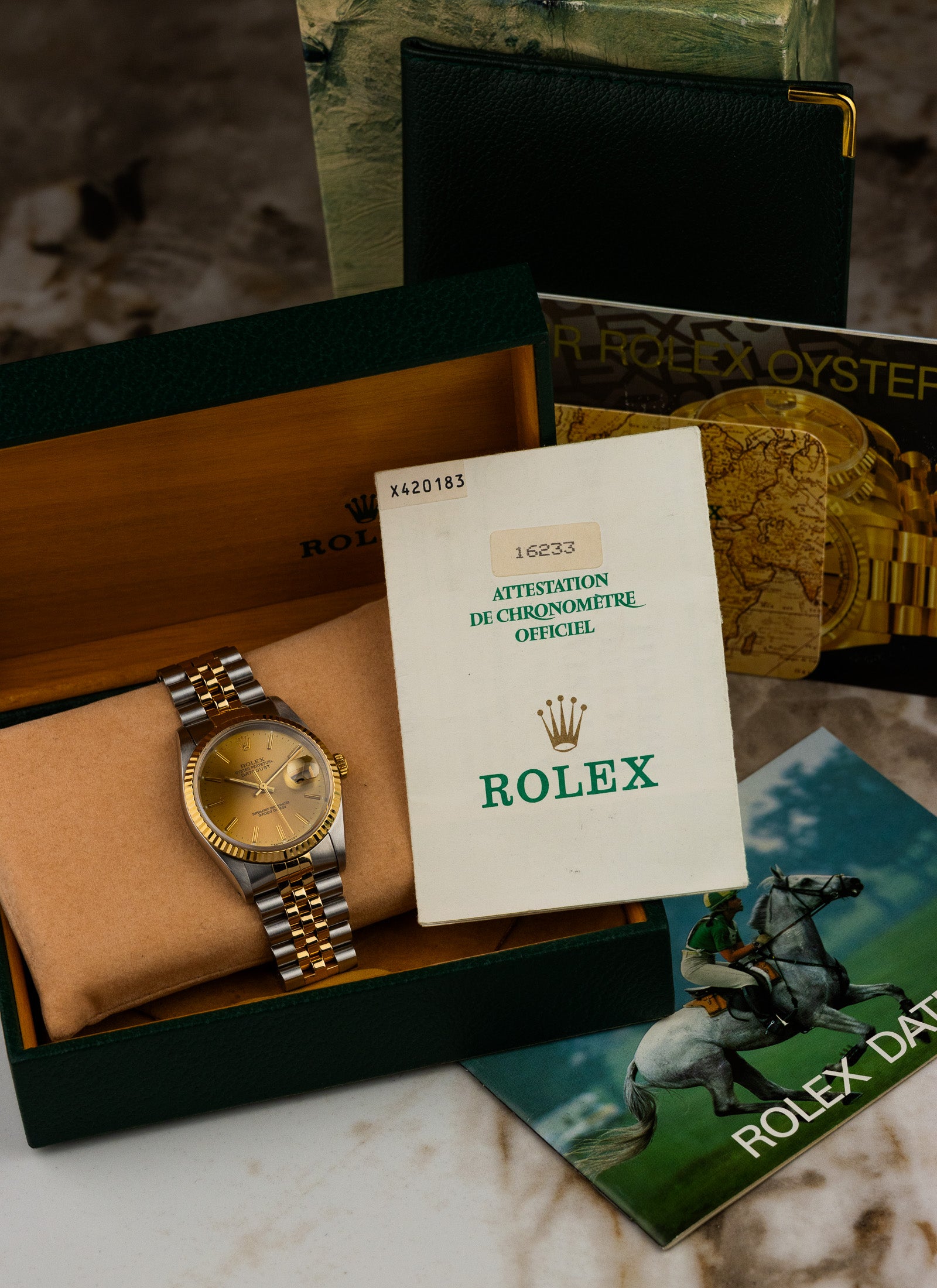 1991 Rolex Datejust Bicolor Champagne Dial 16233 Full Set