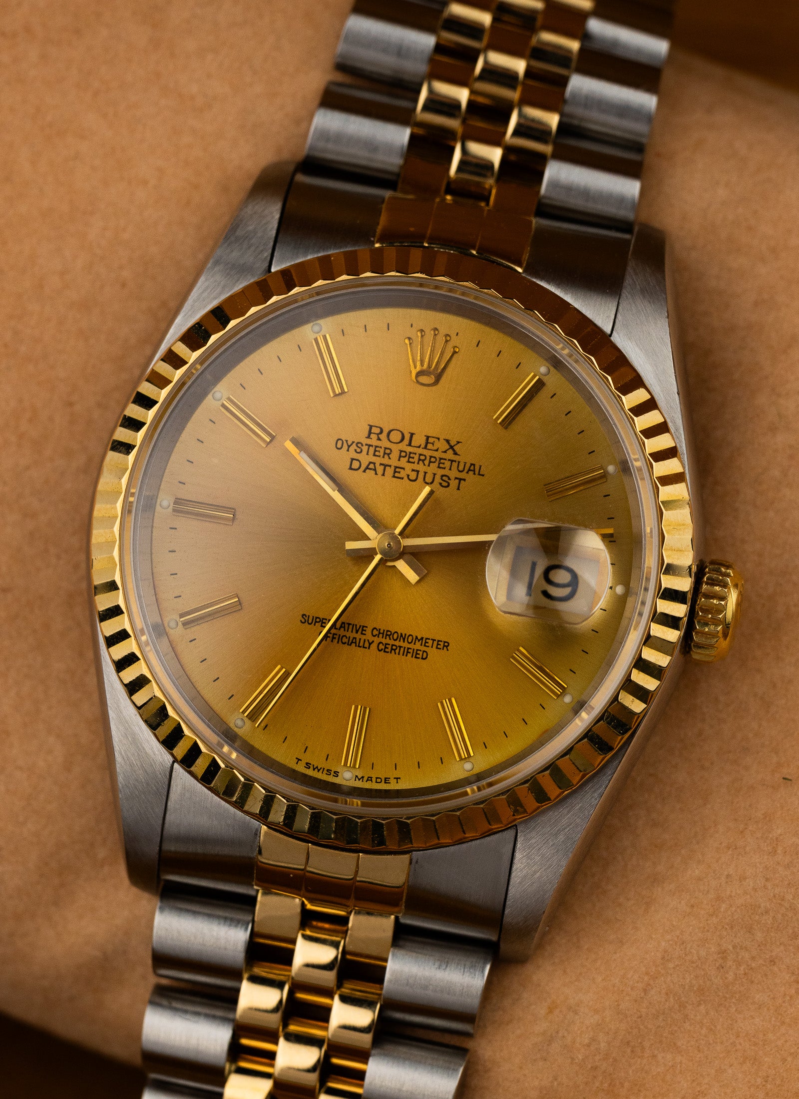 1991 Rolex Datejust Bicolor Champagne Dial 16233 Full Set