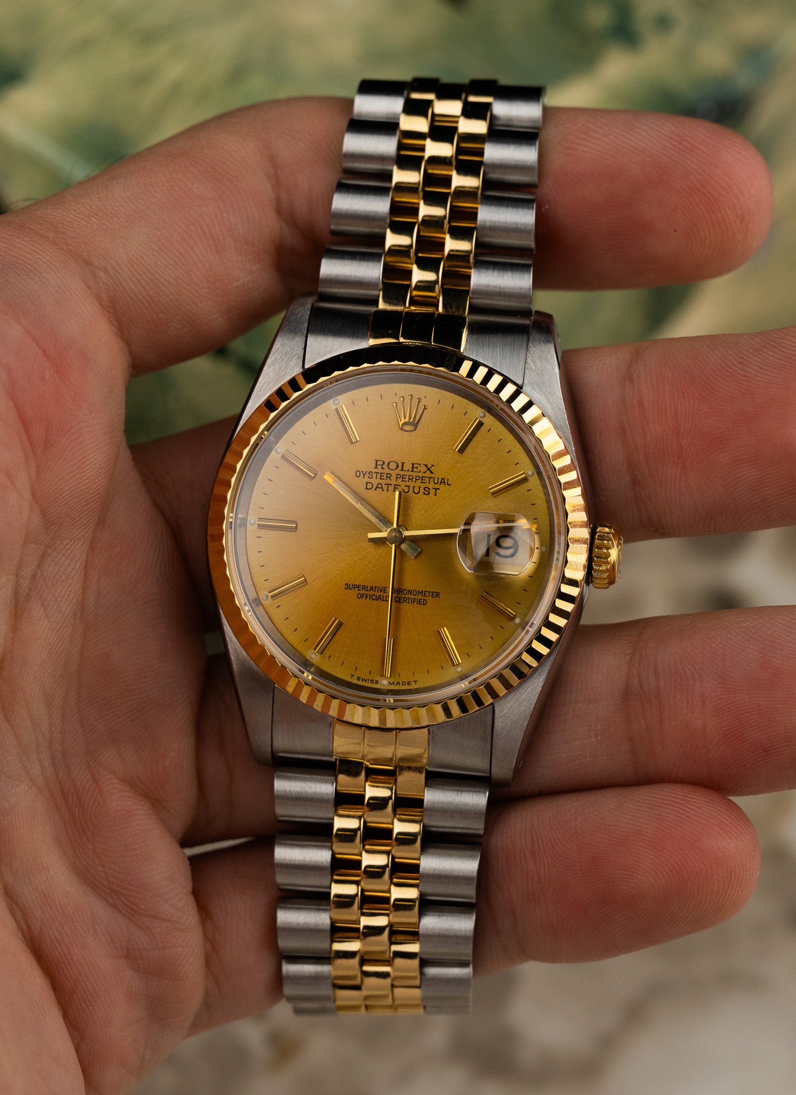 1991 Rolex Datejust Bicolor Champagne Dial 16233 Full Set