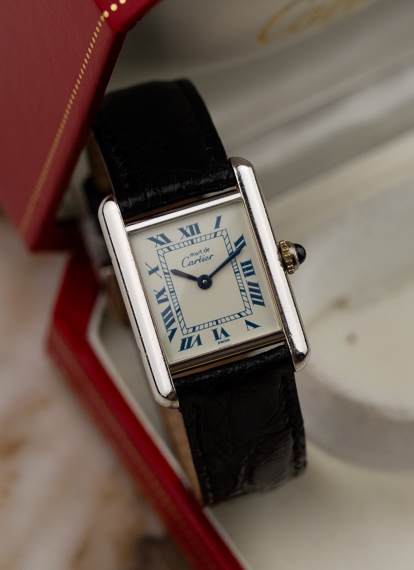 1990s Lady Cartier Must Tank Silver 6057002 Box