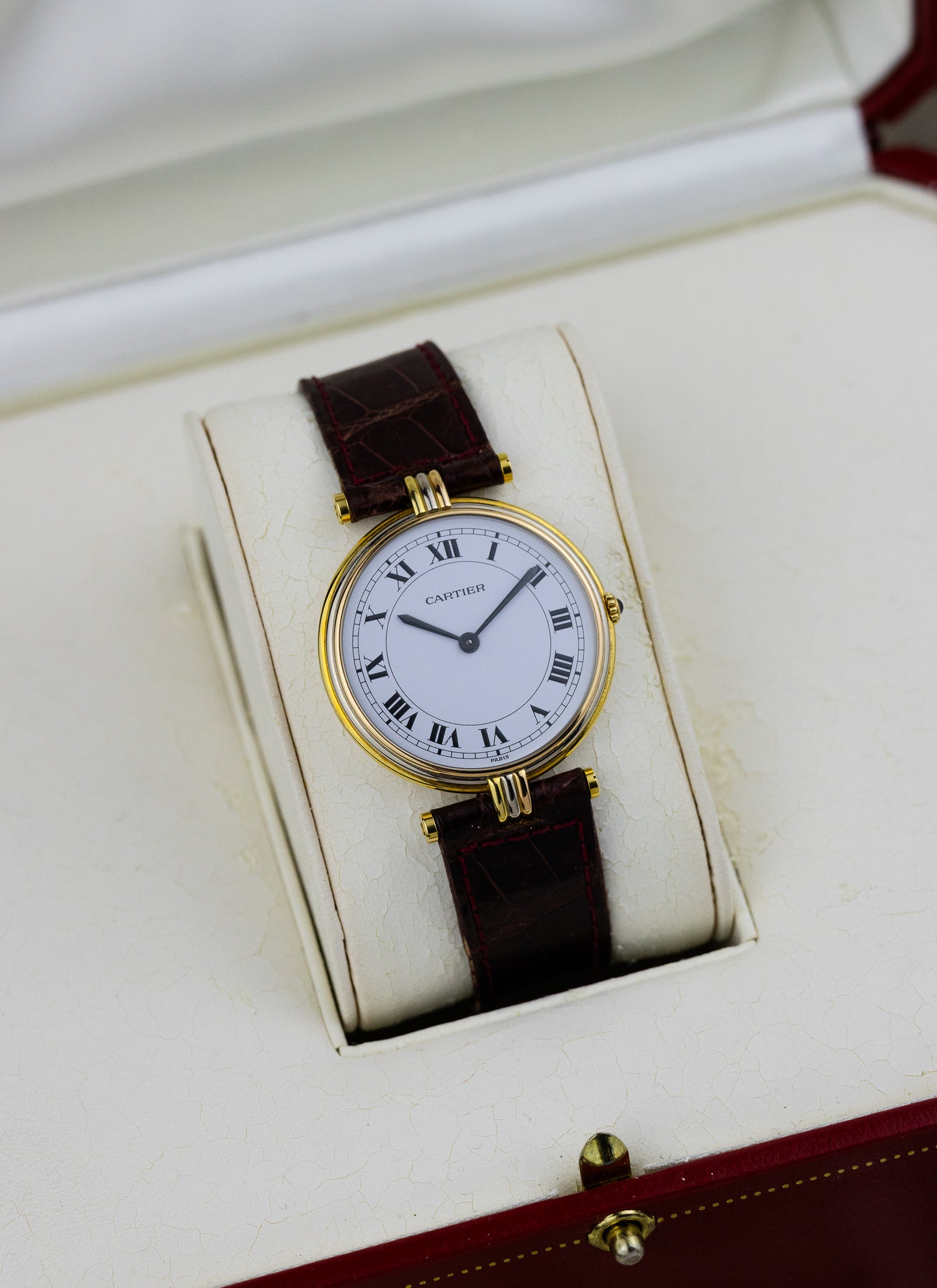 1990s 18K Cartier Vendome Trinity Quartz Box