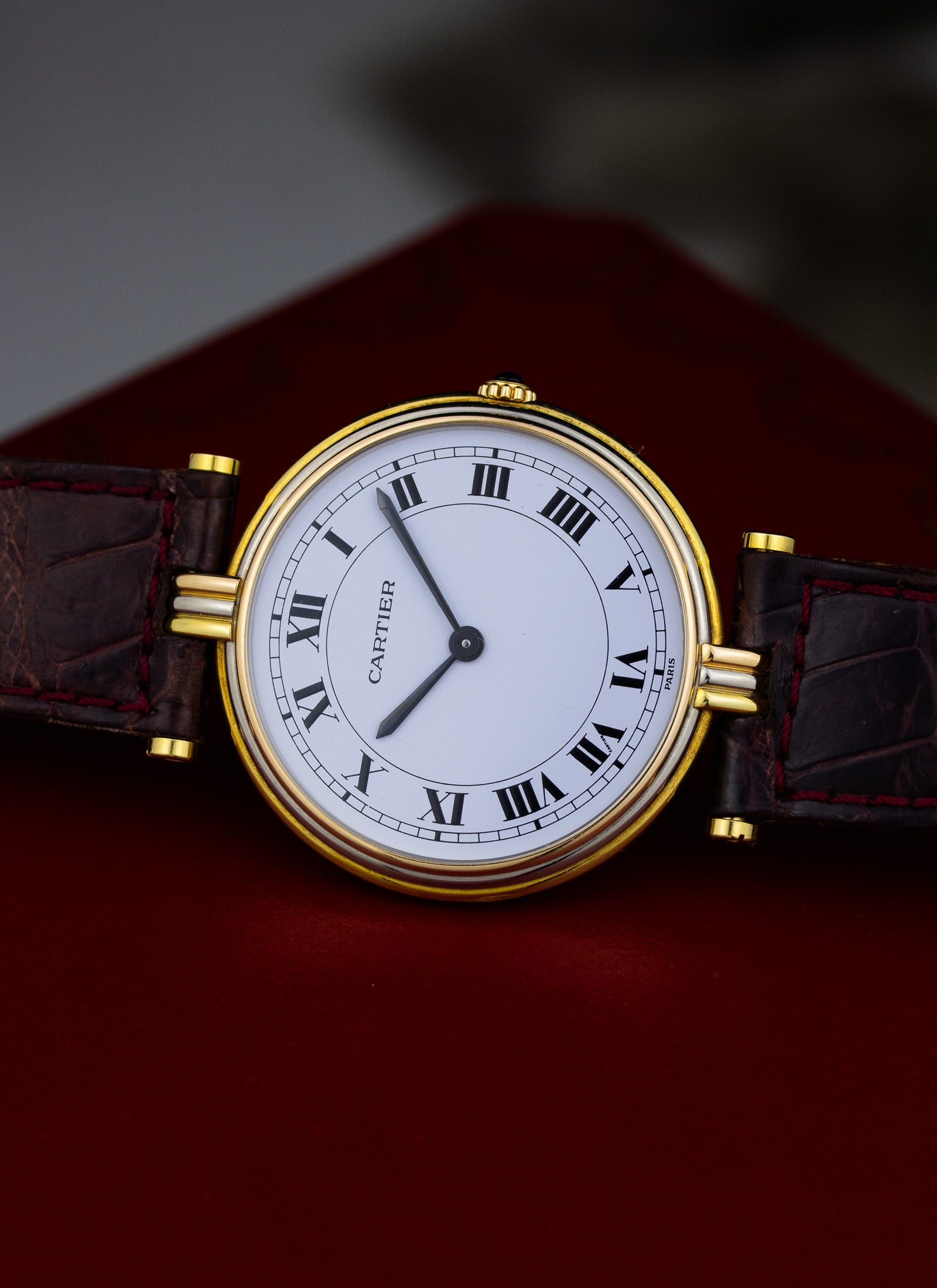 1990s 18K Cartier Vendome Trinity Quartz Box