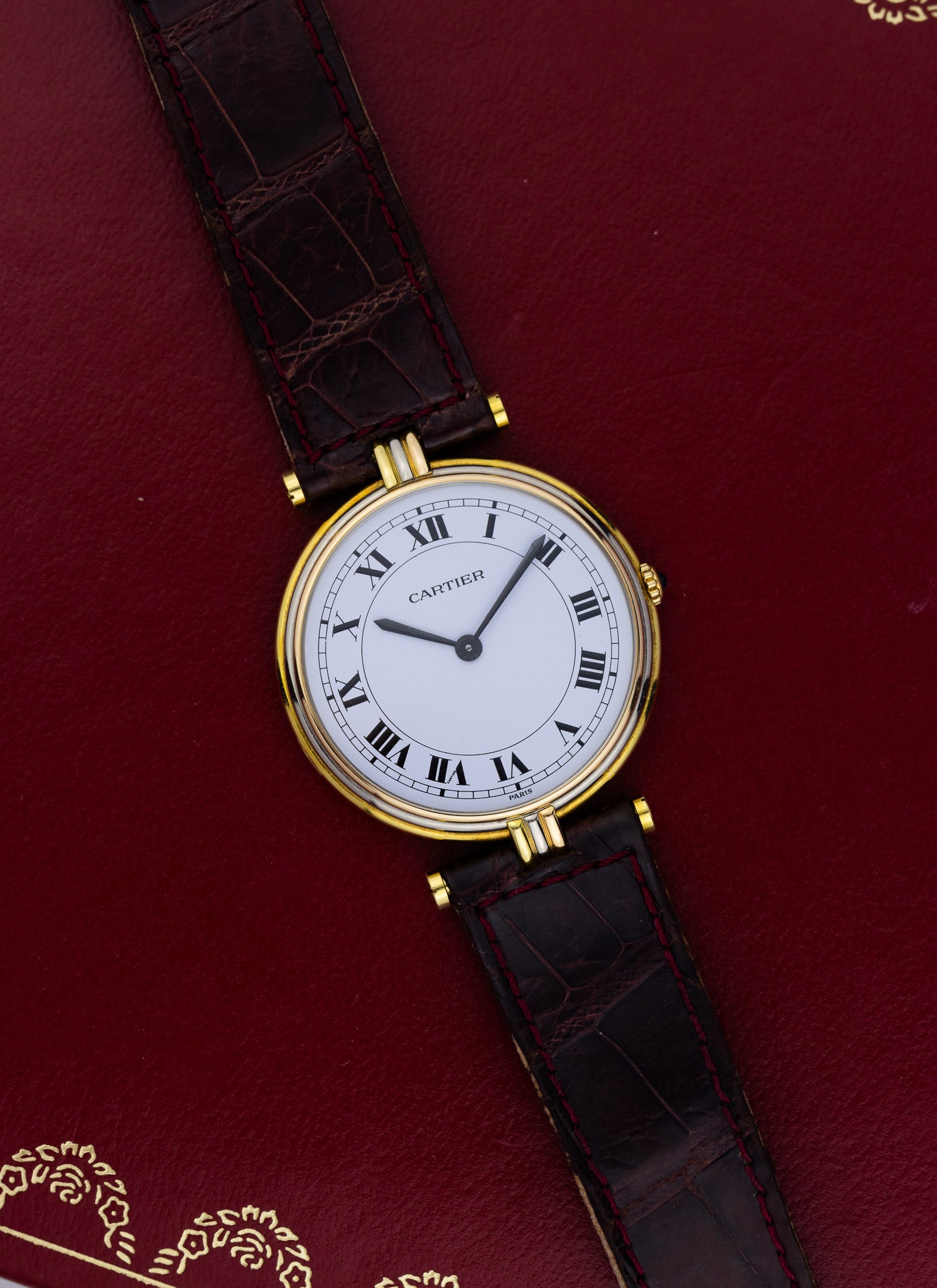 1990s 18K Cartier Vendome Trinity Quartz Box