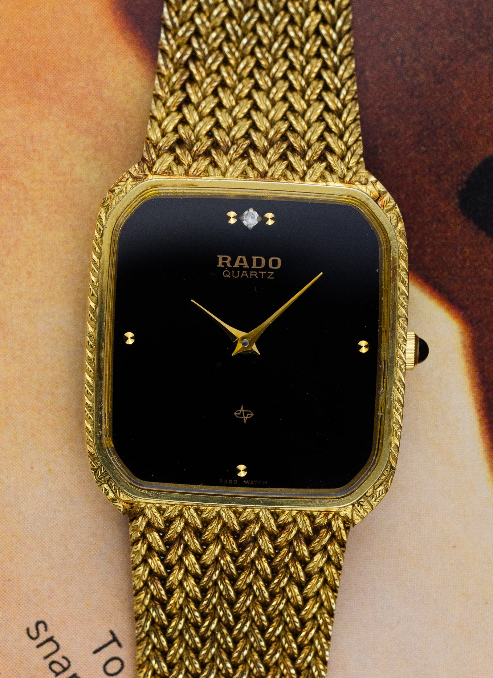1980s Rado Quartz Tank Black Dial 121.9545.2