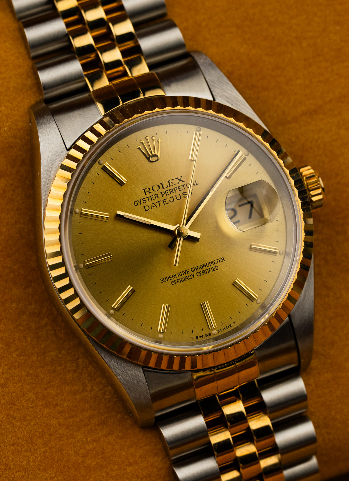 1991 Rolex Datejust Bicolor Champagne Dial 16233 Serviced Full Set