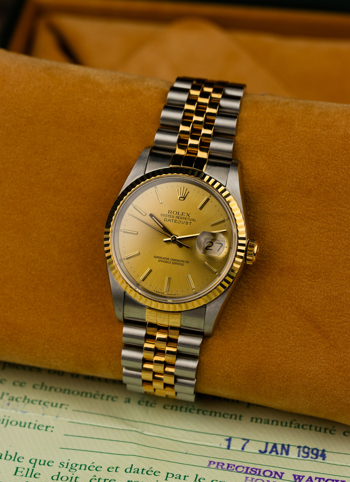 1991 Rolex Datejust Bicolor Champagne Dial 16233 Serviced Full Set