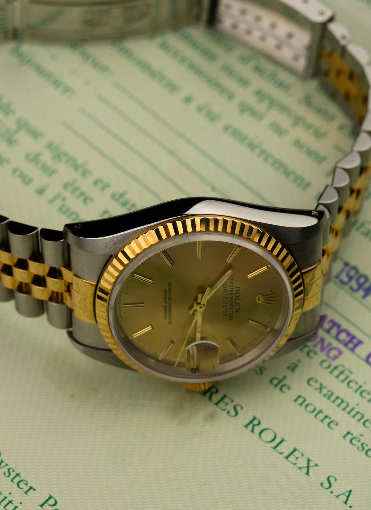 1991 Rolex Datejust Bicolor Champagne Dial 16233 Serviced Full Set