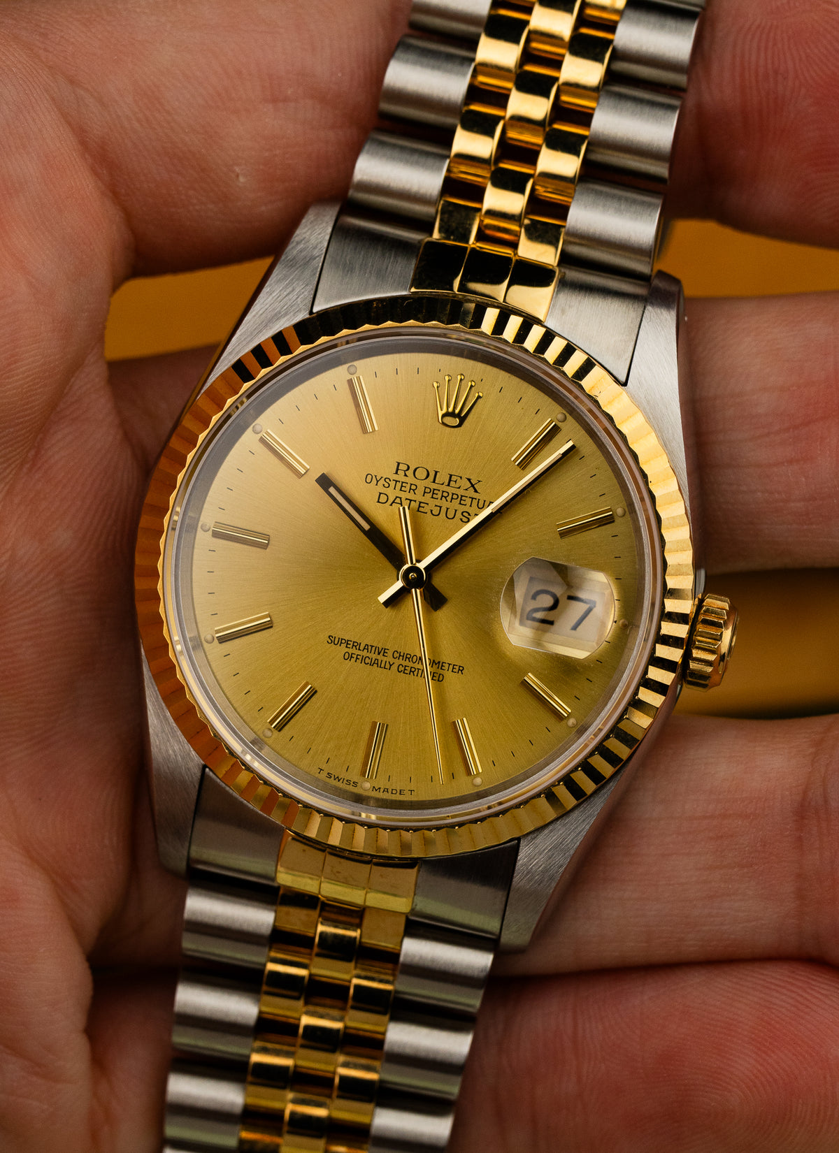 1991 Rolex Datejust Bicolor Champagne Dial 16233 Serviced Full Set