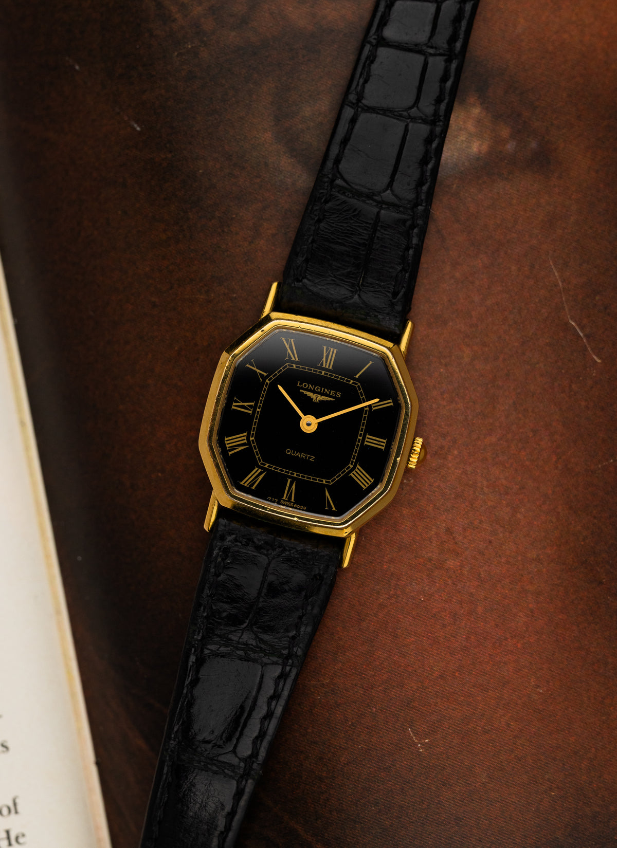 1970s Lady Longines Quartz Octagon Black Dial 6059.717 cal. L717.2