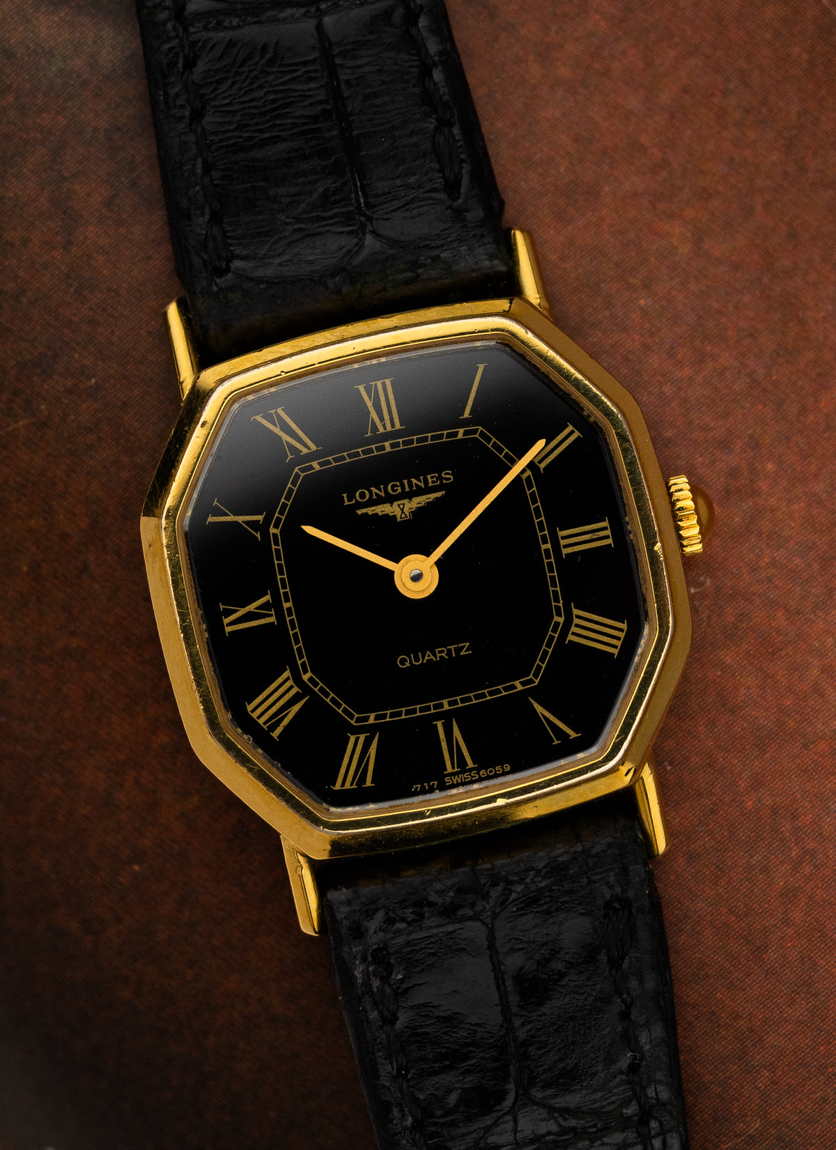 1970s Lady Longines Quartz Octagon Black Dial 6059.717 cal. L717.2