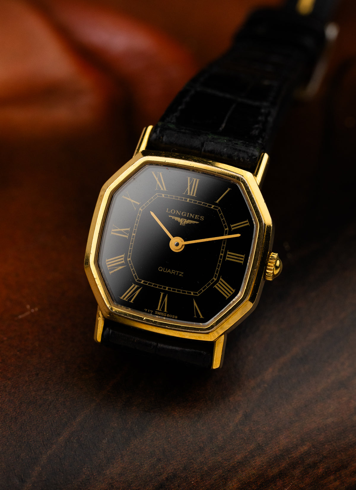 1970s Lady Longines Quartz Octagon Black Dial 6059.717 cal. L717.2
