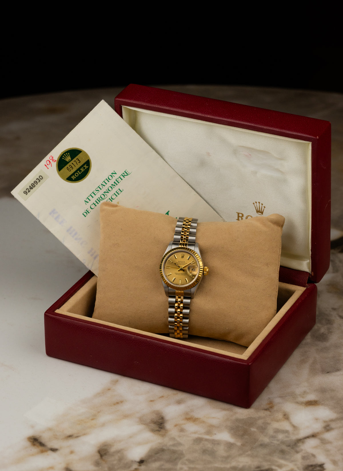 1986 Lady Rolex Datejust Bicolor Champagne Dial 69173 Serviced Full Set