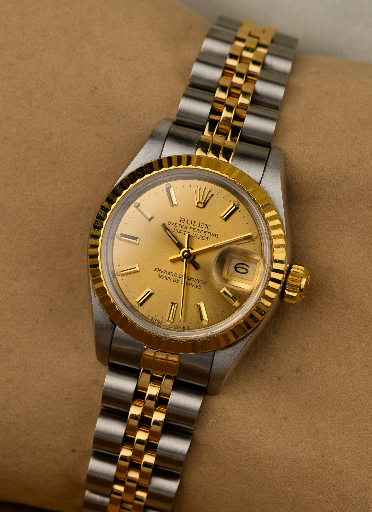 1986 Lady Rolex Datejust Bicolor Champagne Dial 69173 Serviced Full Set