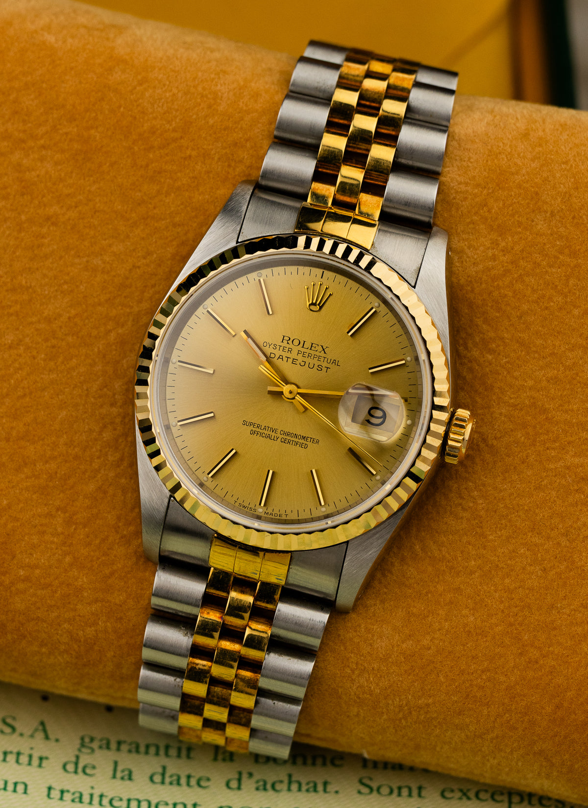 1991 Rolex Datejust Champagne Dial Bicolor 16233 Full Set