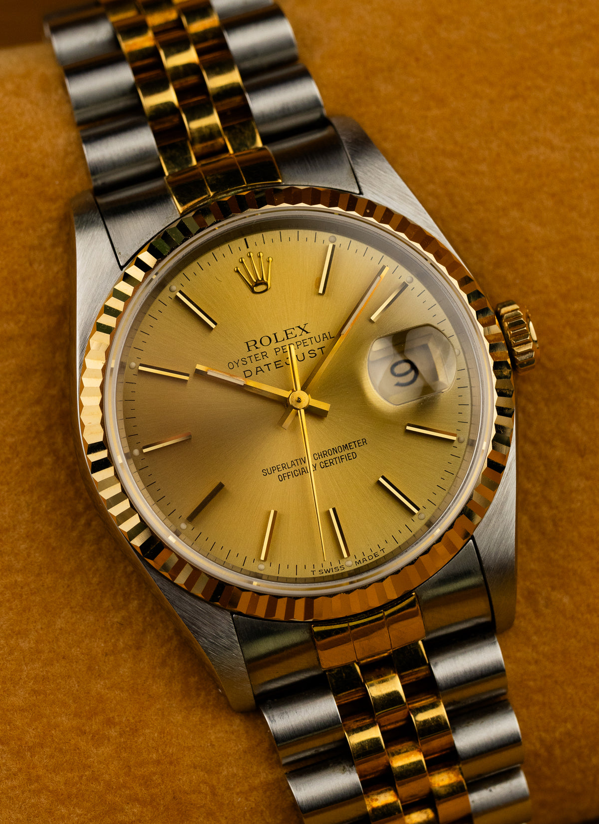 1991 Rolex Datejust Champagne Dial Bicolor 16233 Full Set