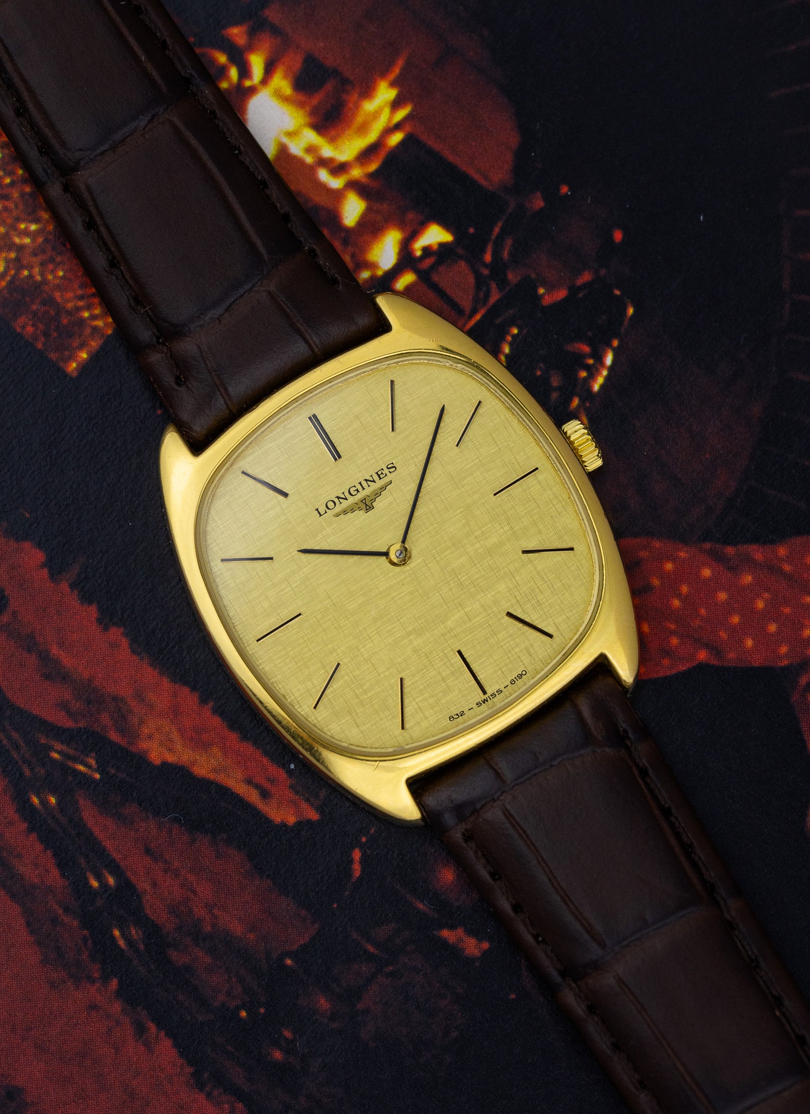 1977 Longines Gold Linen Dial 6190.832 cal. 528 Serviced