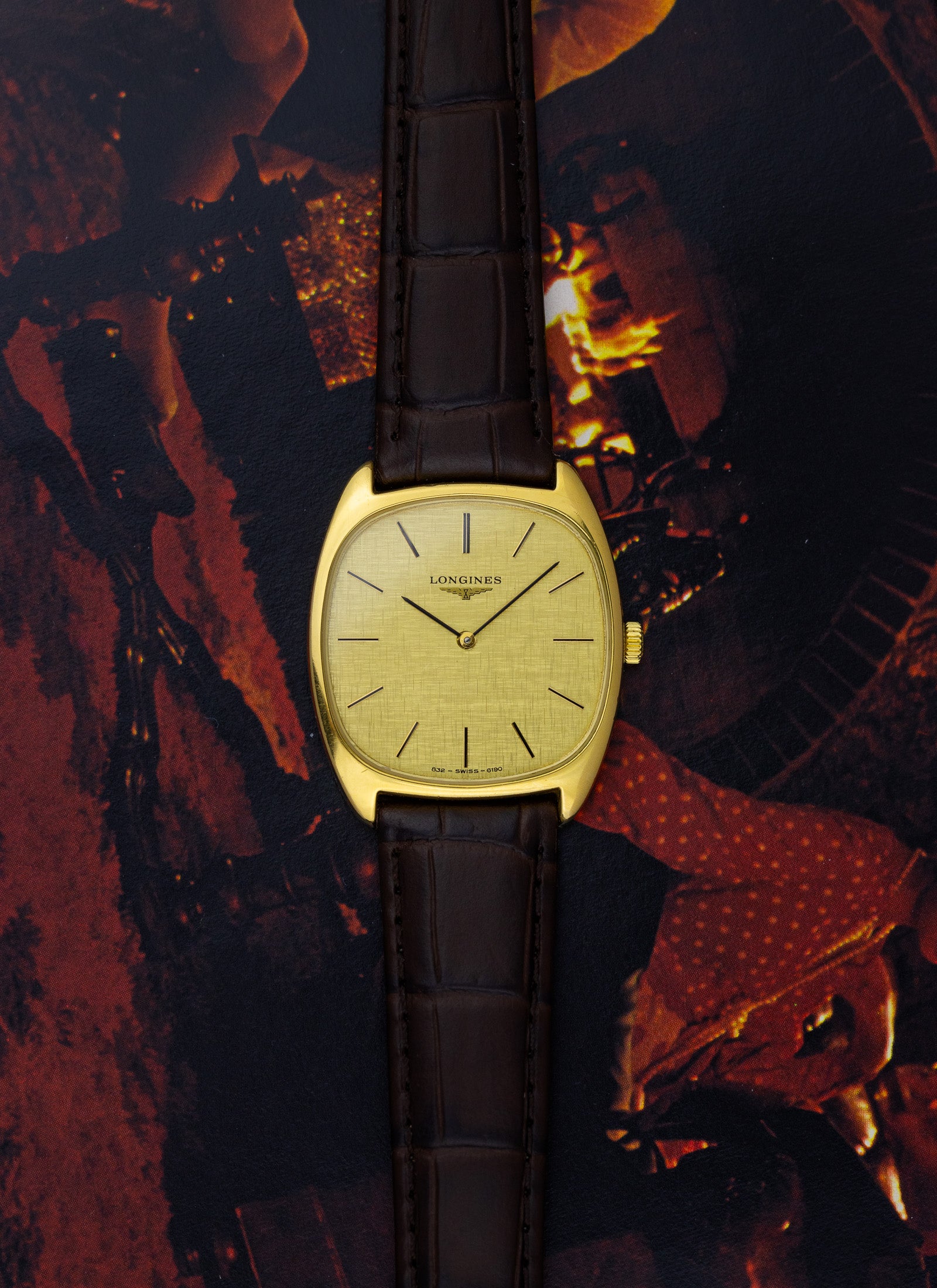 1977 Longines Gold Linen Dial 6190.832 cal. 528 Serviced