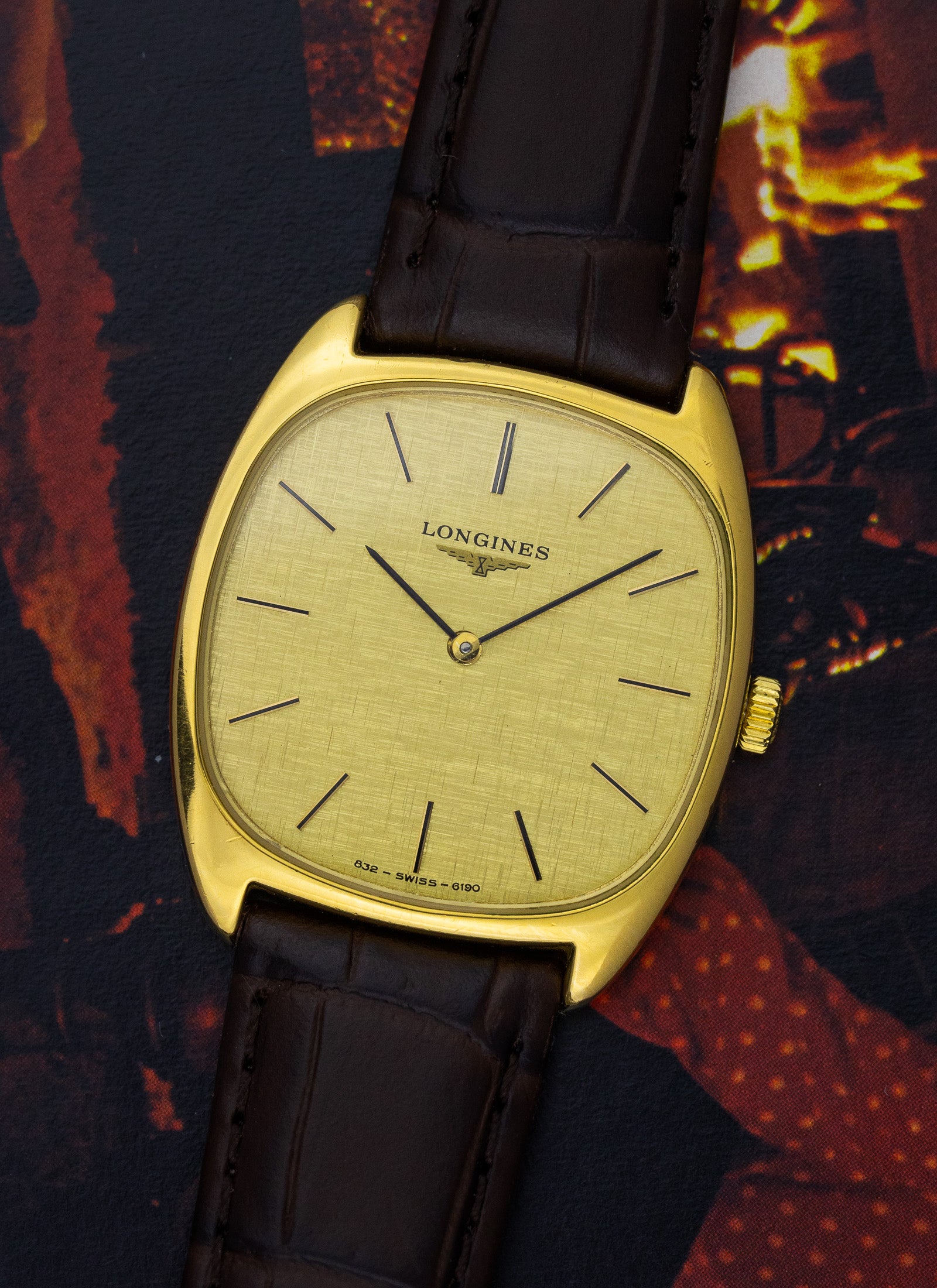 1977 Longines Gold Linen Dial 6190.832 cal. 528 Serviced