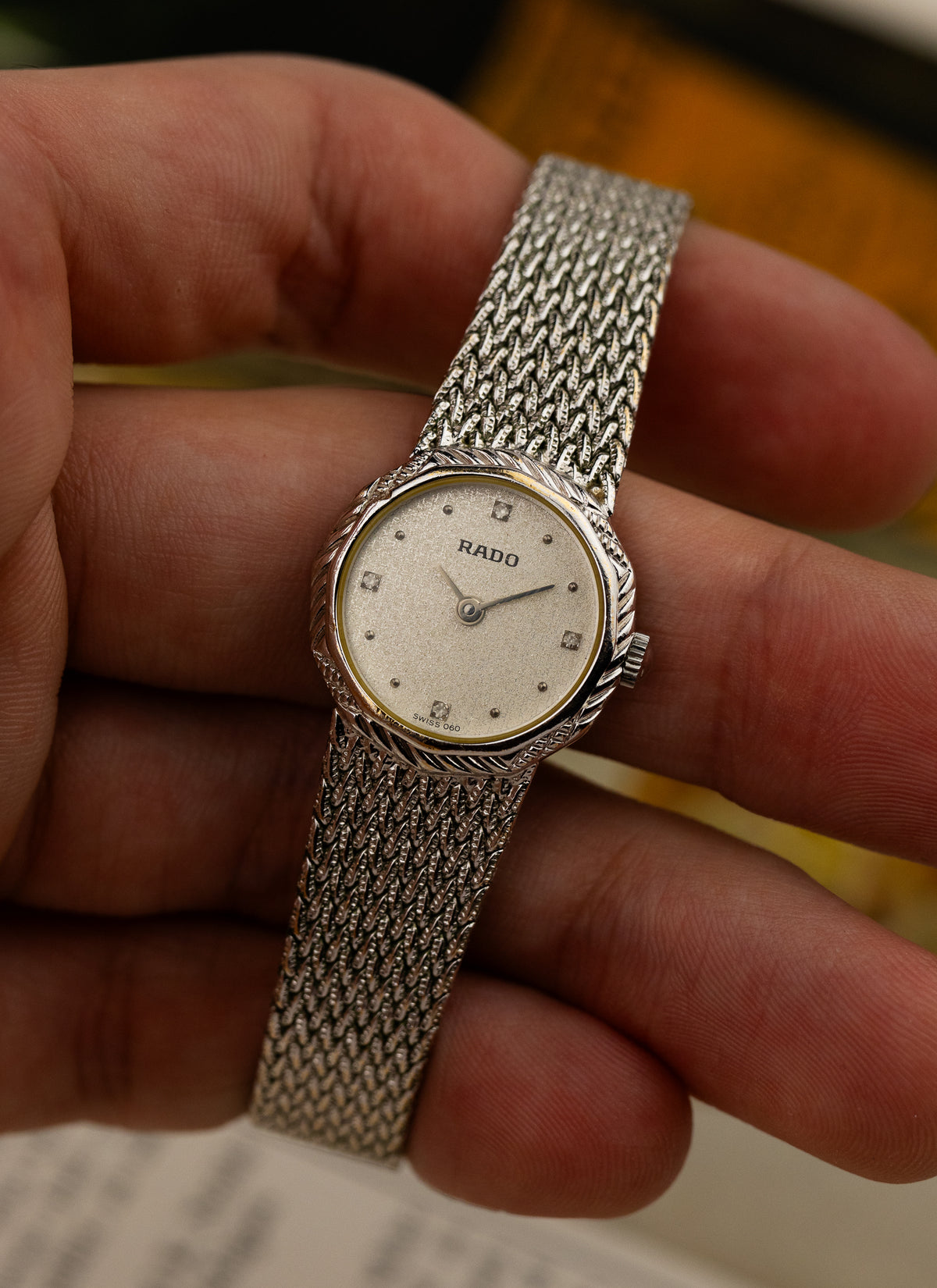 1980s Lady Rado Silver Bracelet Diamonds 204.3640.2