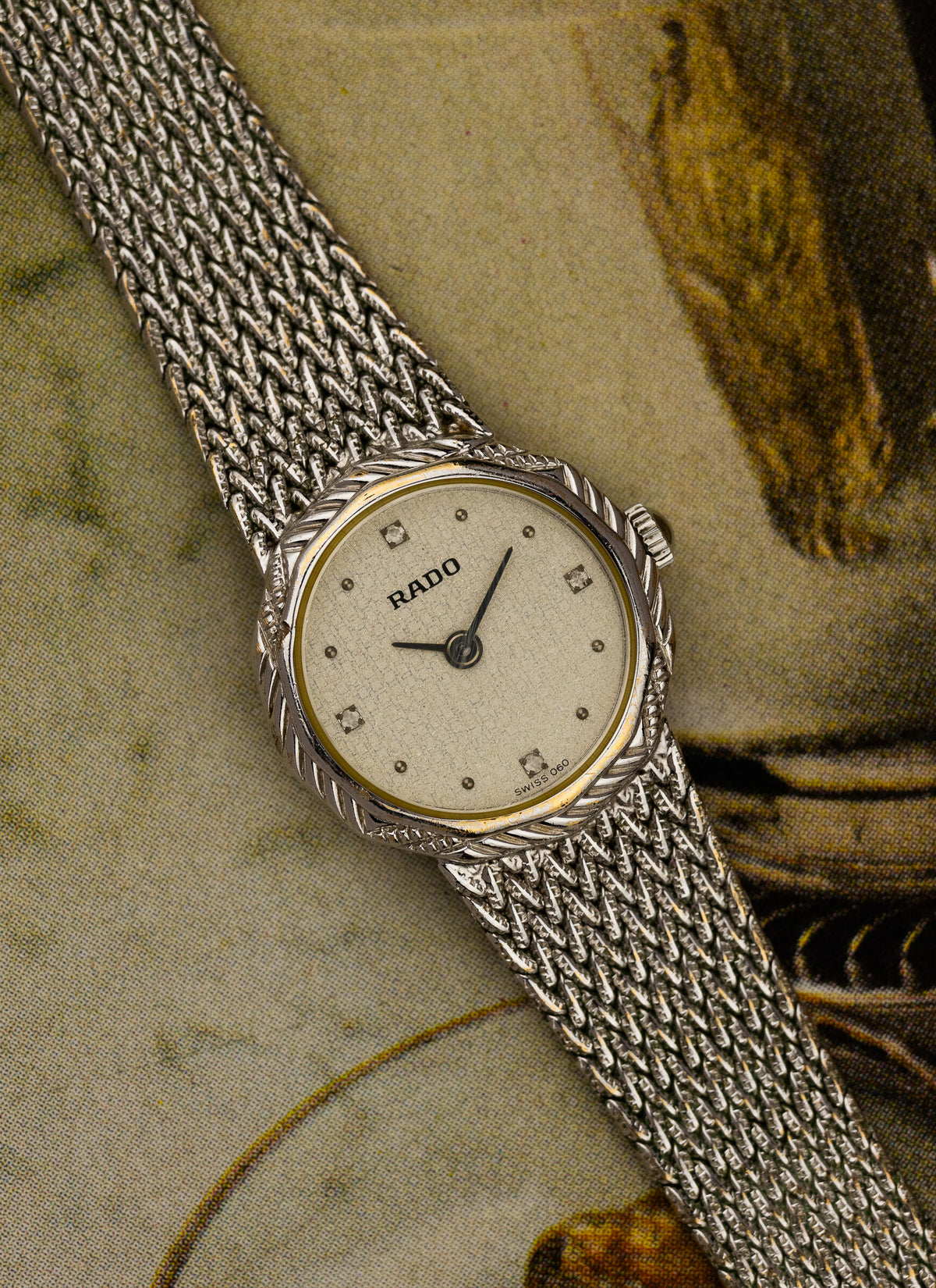 1980s Lady Rado Silver Bracelet Diamonds 204.3640.2