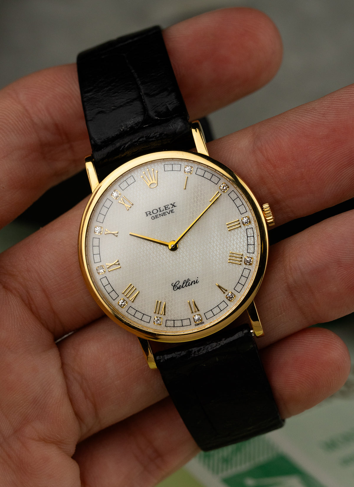 1998 18K Rolex Cellini MOP Diamonds Dial 5112/8 Full Set