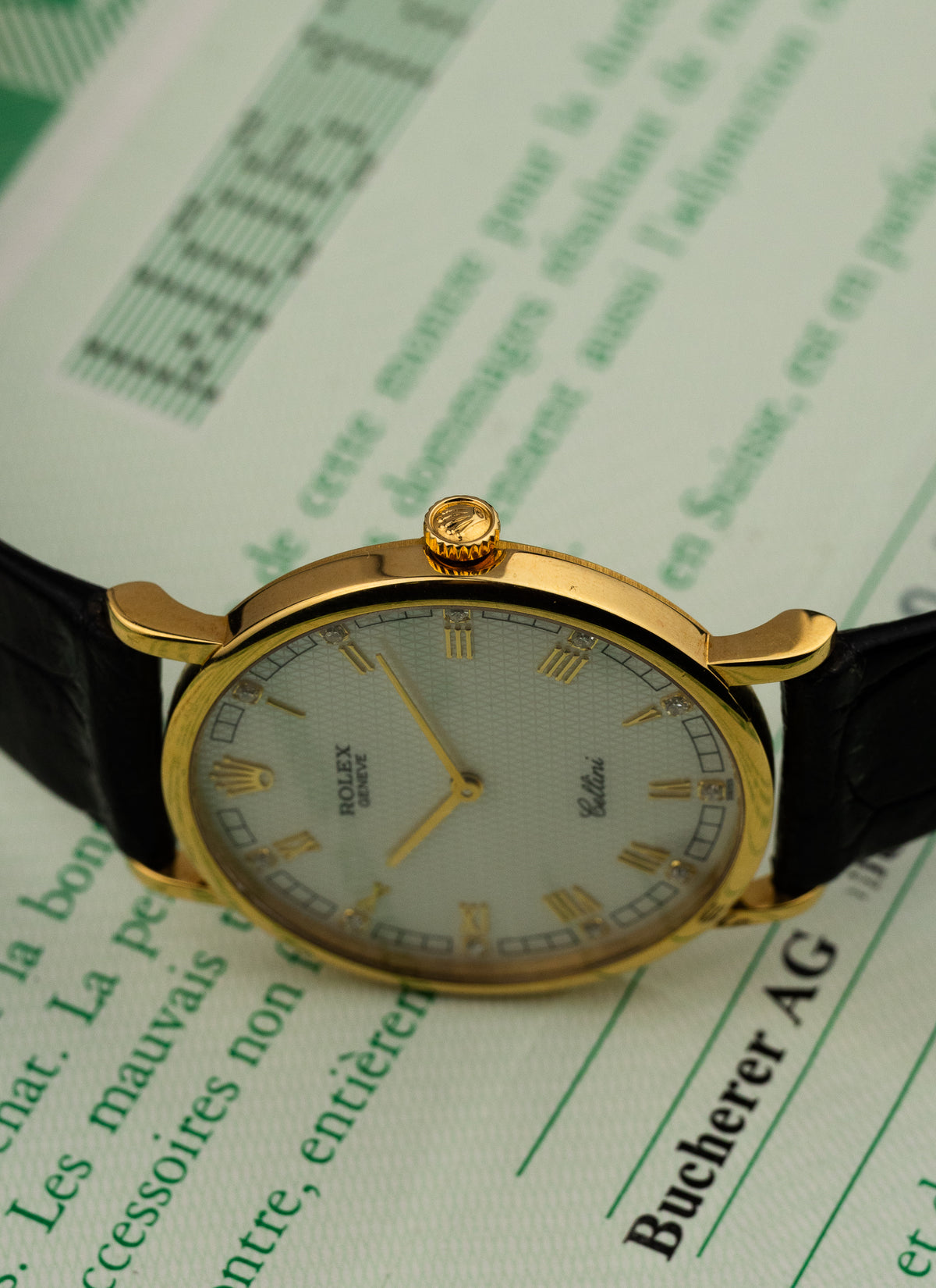 1998 18K Rolex Cellini MOP Diamonds Dial 5112/8 Full Set