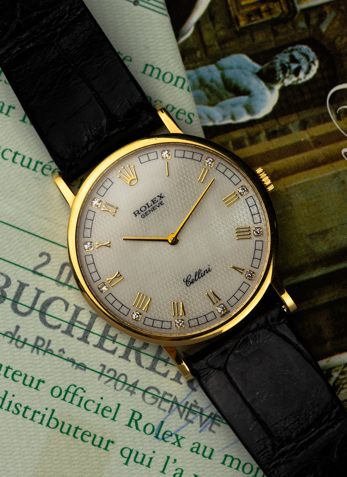 1998 18K Rolex Cellini MOP Diamonds Dial 5112/8 Full Set
