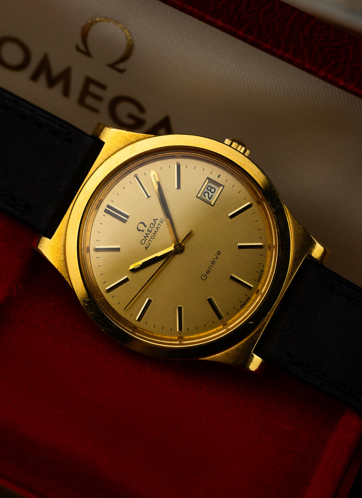 1974 Omega Geneve Gold Plated 166.0168 cal. 1012 Serviced Box