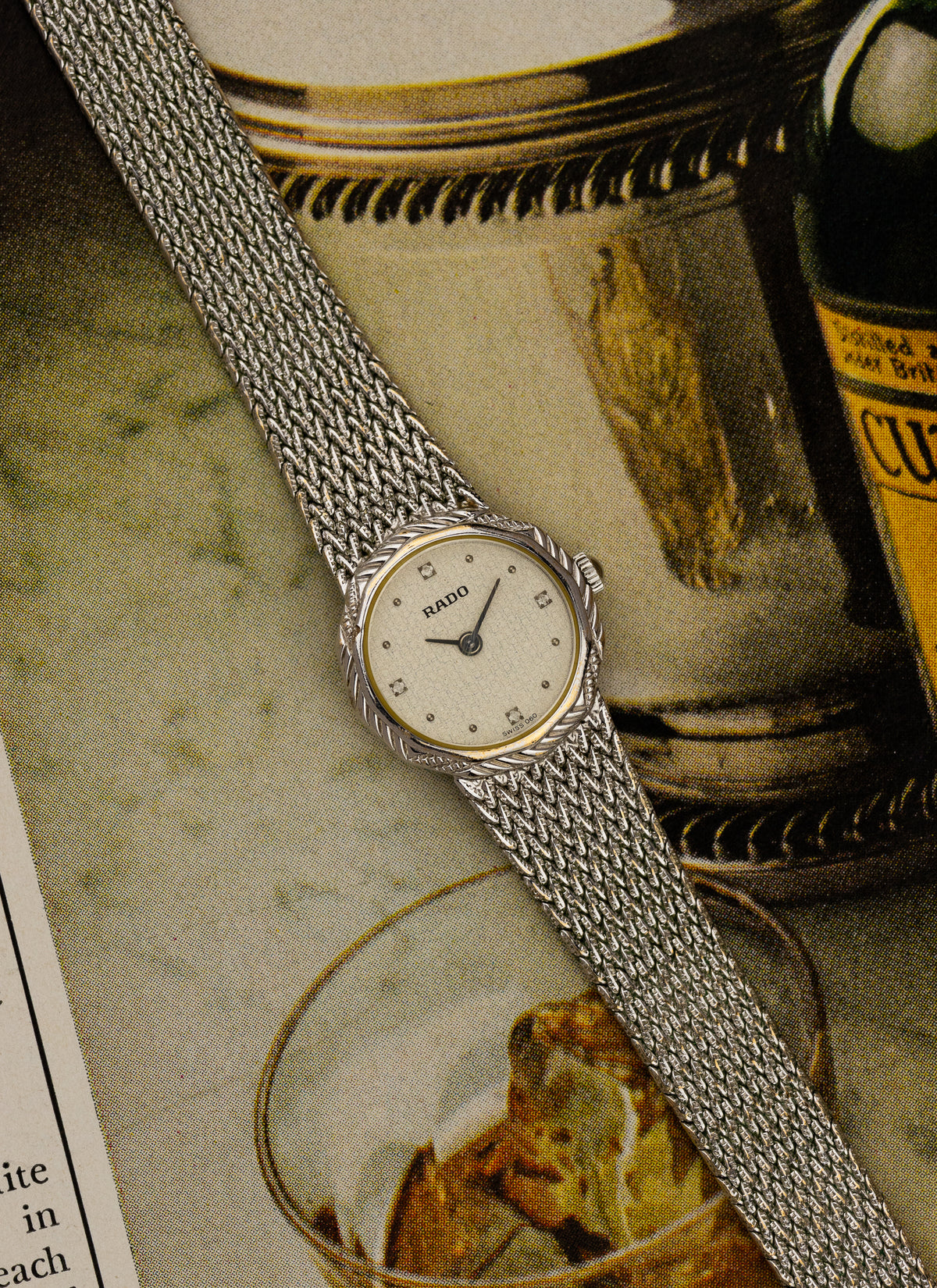 1980s Lady Rado Silver Bracelet Diamonds 204.3640.2