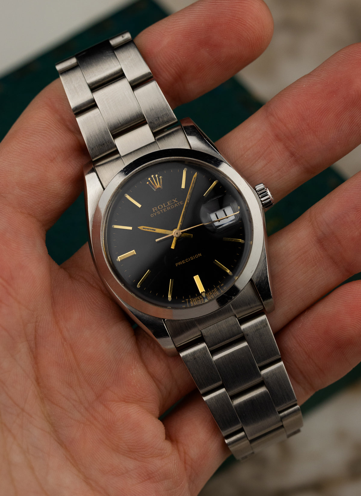 1984 Rolex Oysterdate Precision Black Gilt Dial 6694 cal. 1225 Box