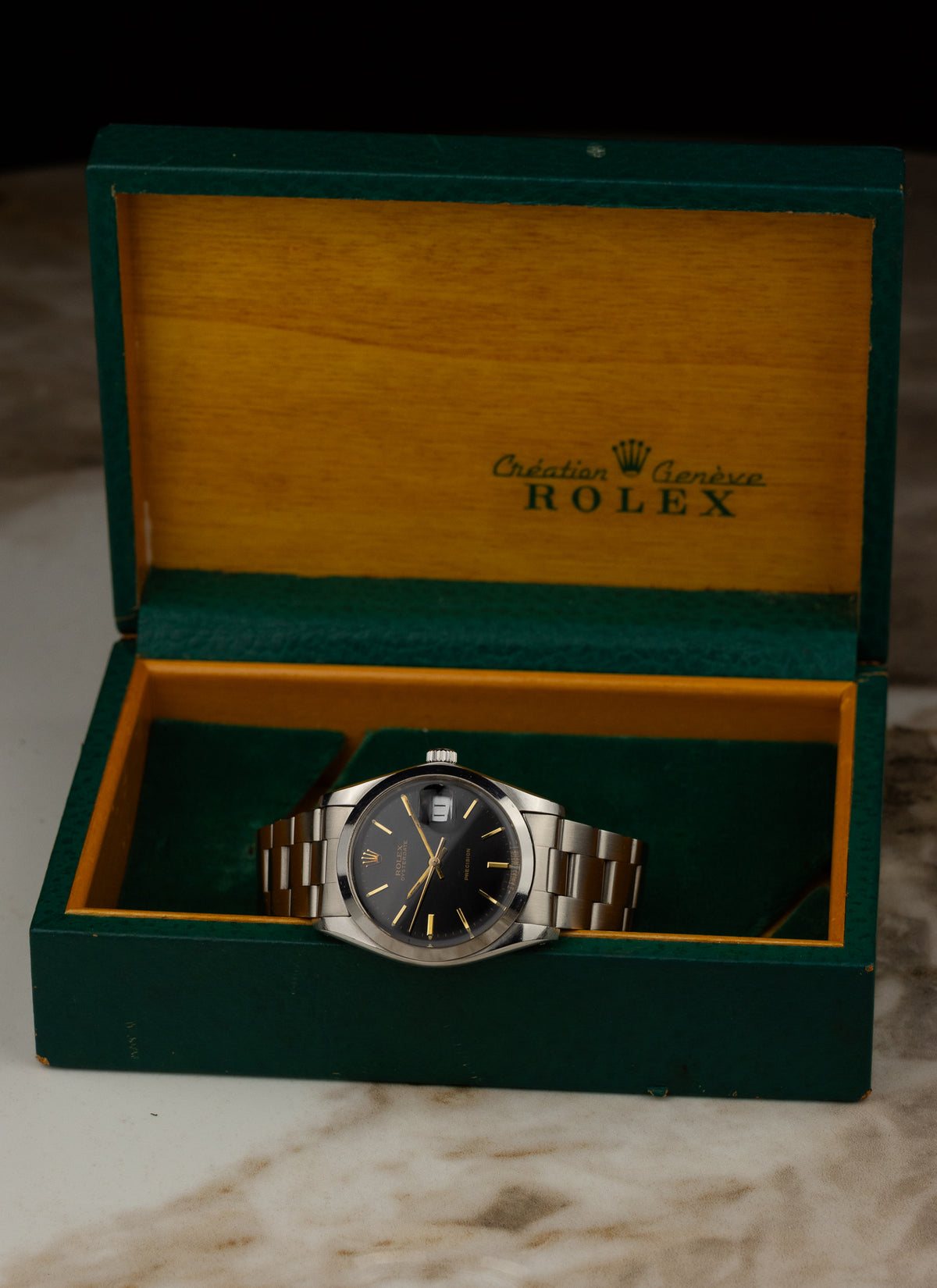 1984 Rolex Oysterdate Precision Black Gilt Dial 6694 cal. 1225 Box